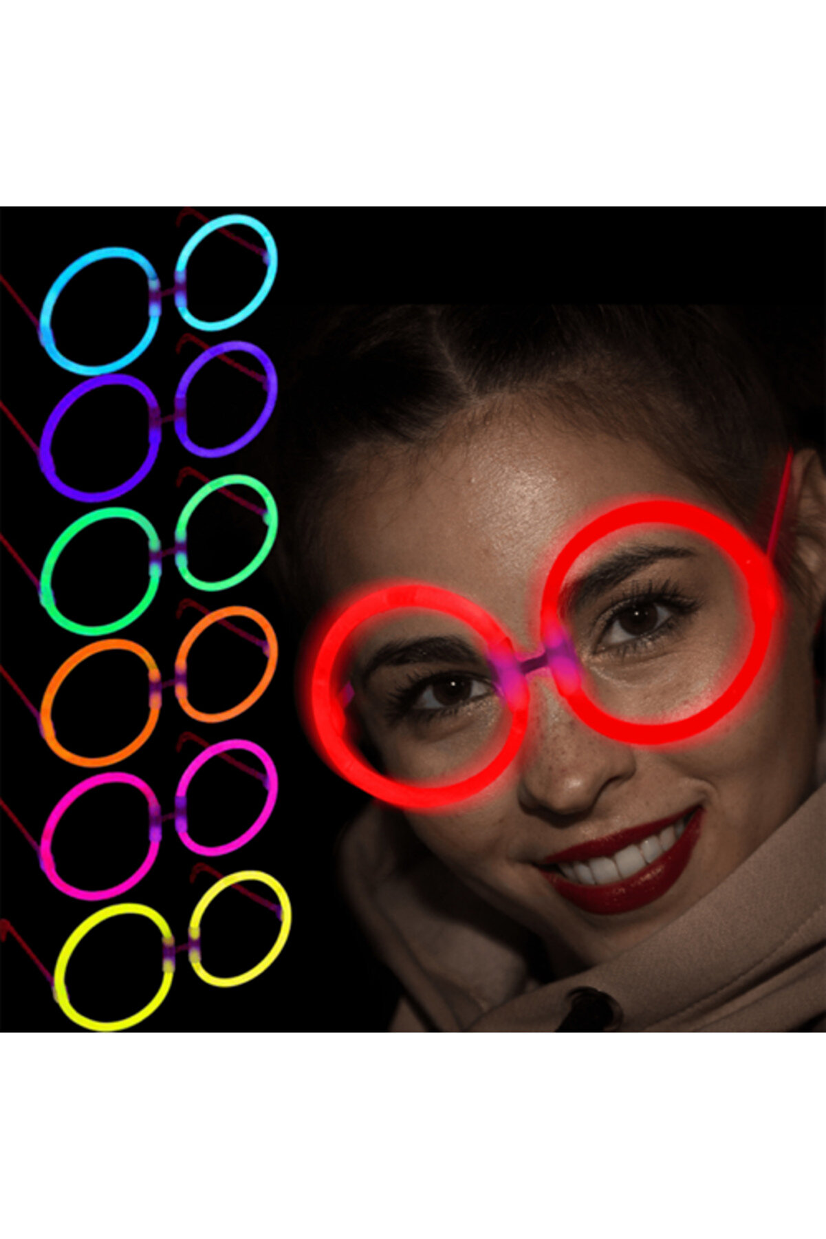 Glow Sti̇ck Yuvarlak Parti̇ Gözlüğü 6 Adet