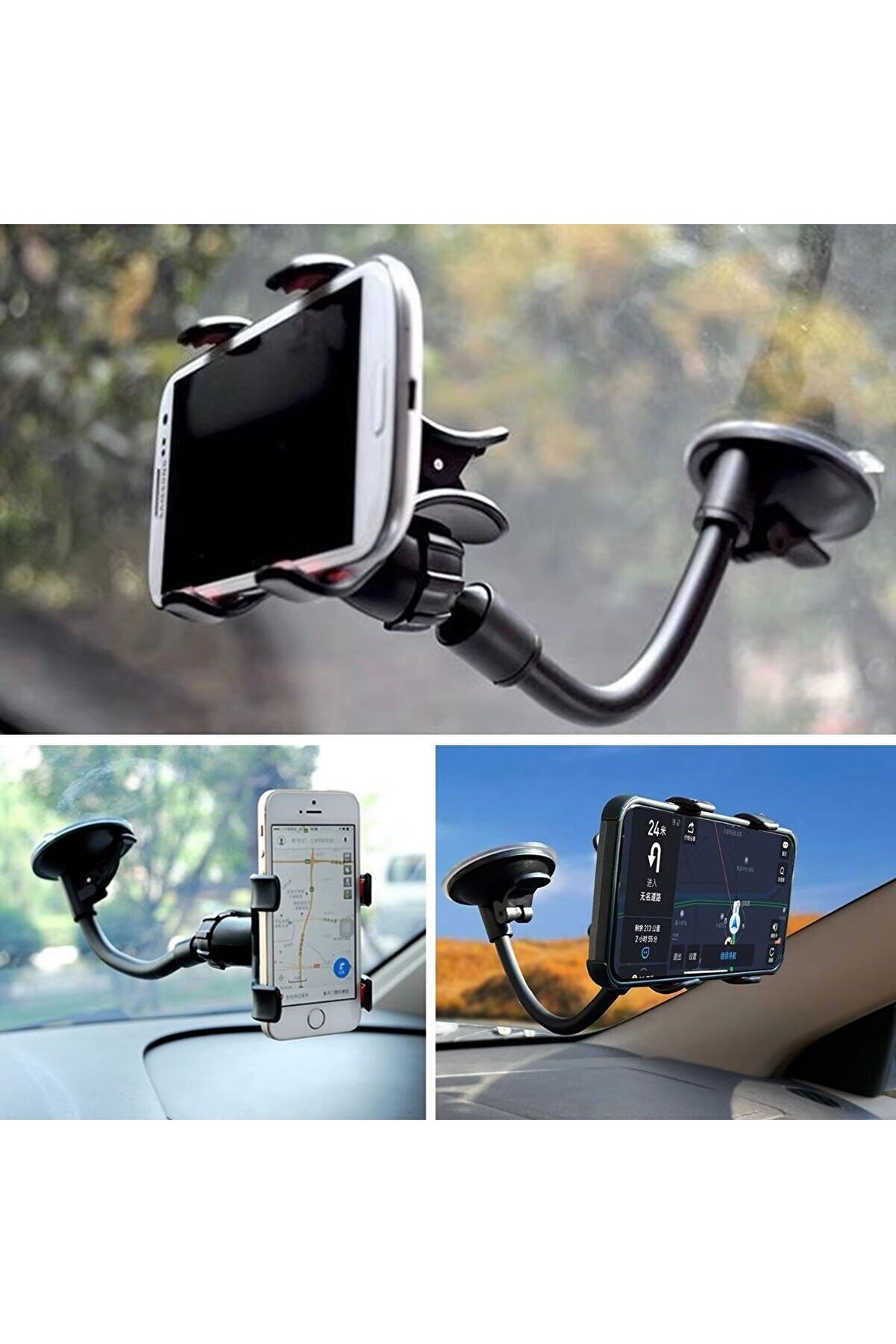 Go İthalat Akrobat Cama Sabi̇tlenen Vakumlu 360 Derece D&ouml;nen T&uuml;m Modellere Uyan Telefon Tutucu