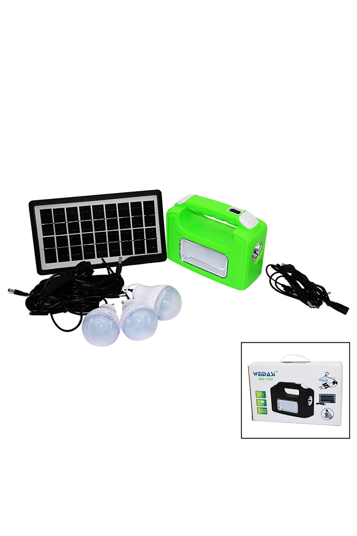 Go İthalat Solar Seyyar Panelli̇ Fi̇ş Şarjlı 2İn1 Yatay Oval El Feneri̇ 3 Par&ccedil;a Ampul Powerbank