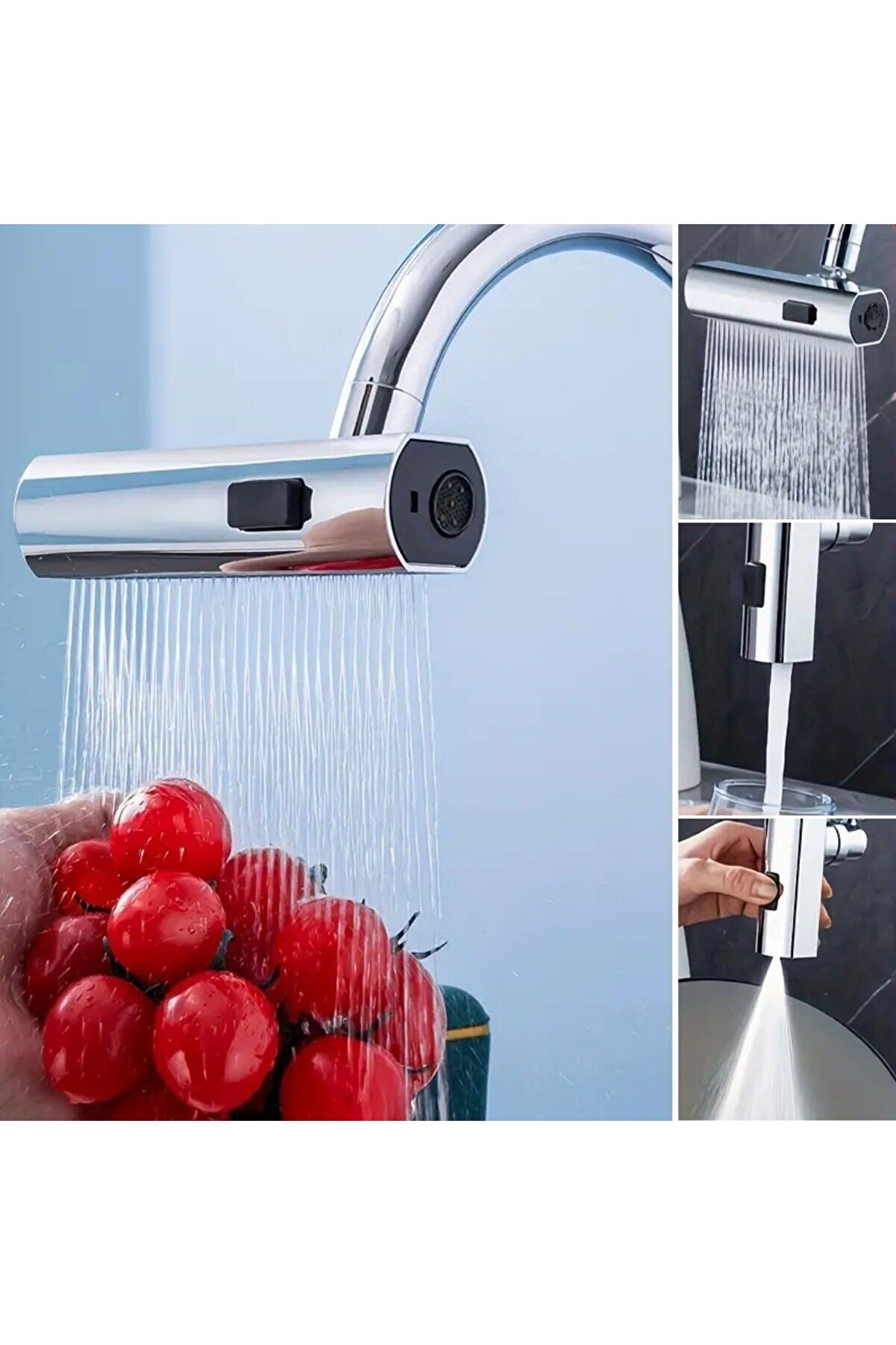 Go İthalat 3 Farklı Modlu &Ccedil;ok Ama&ccedil;lı Musluk Adapt&ouml;r&uuml; Evrensel Musluk Başlığı Şelale Musluk (4457)