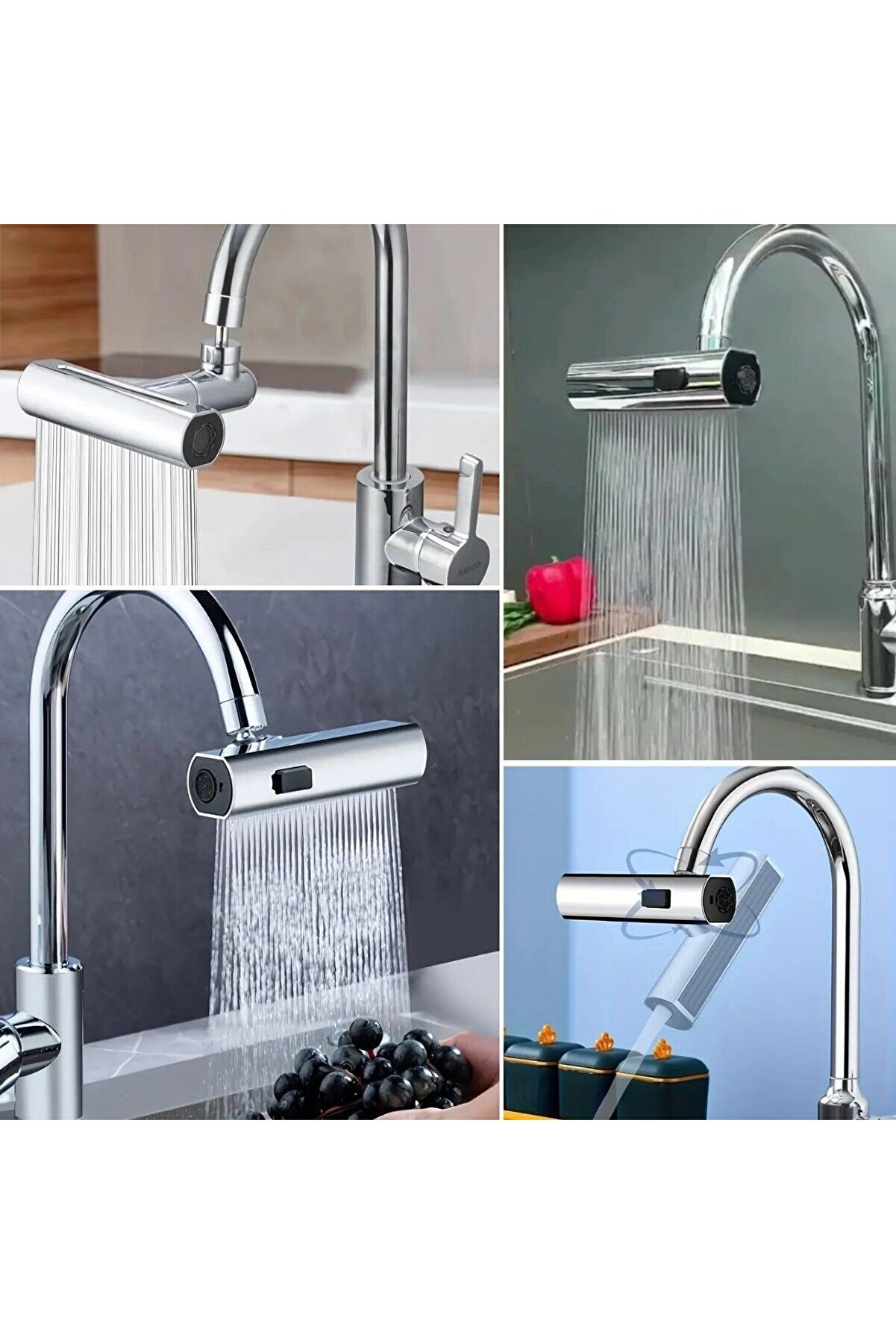 Go İthalat 3 Farklı Modlu &Ccedil;ok Ama&ccedil;lı Musluk Adapt&ouml;r&uuml; Evrensel Musluk Başlığı Şelale Musluk (4457)