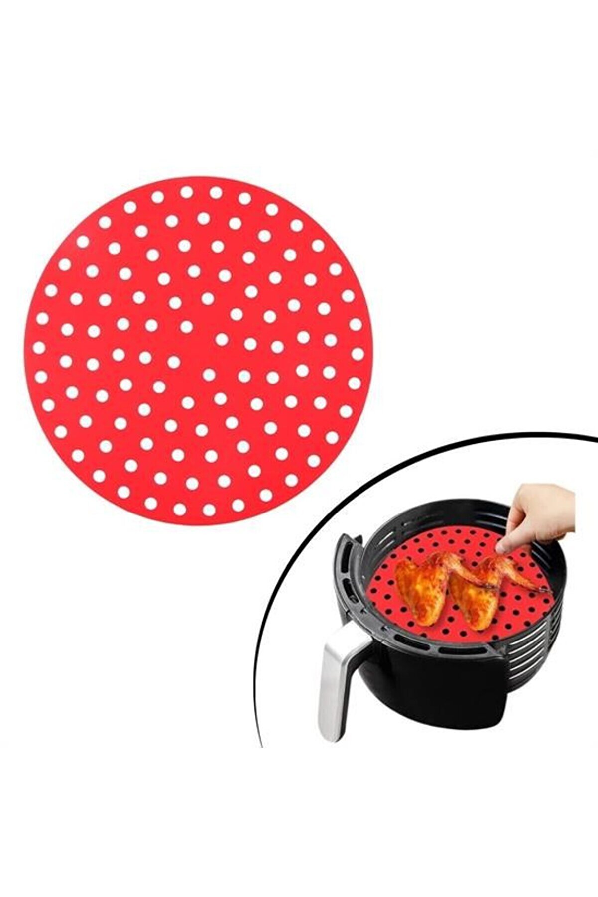 Go İthalat Renkli̇ Isıya Dayanıklı Yıkanılabi̇li̇r Si̇li̇kon Fırın Ve Ai̇rfryer Yuvarlak Pi̇şi̇rme Matı 20 Cm (4130)