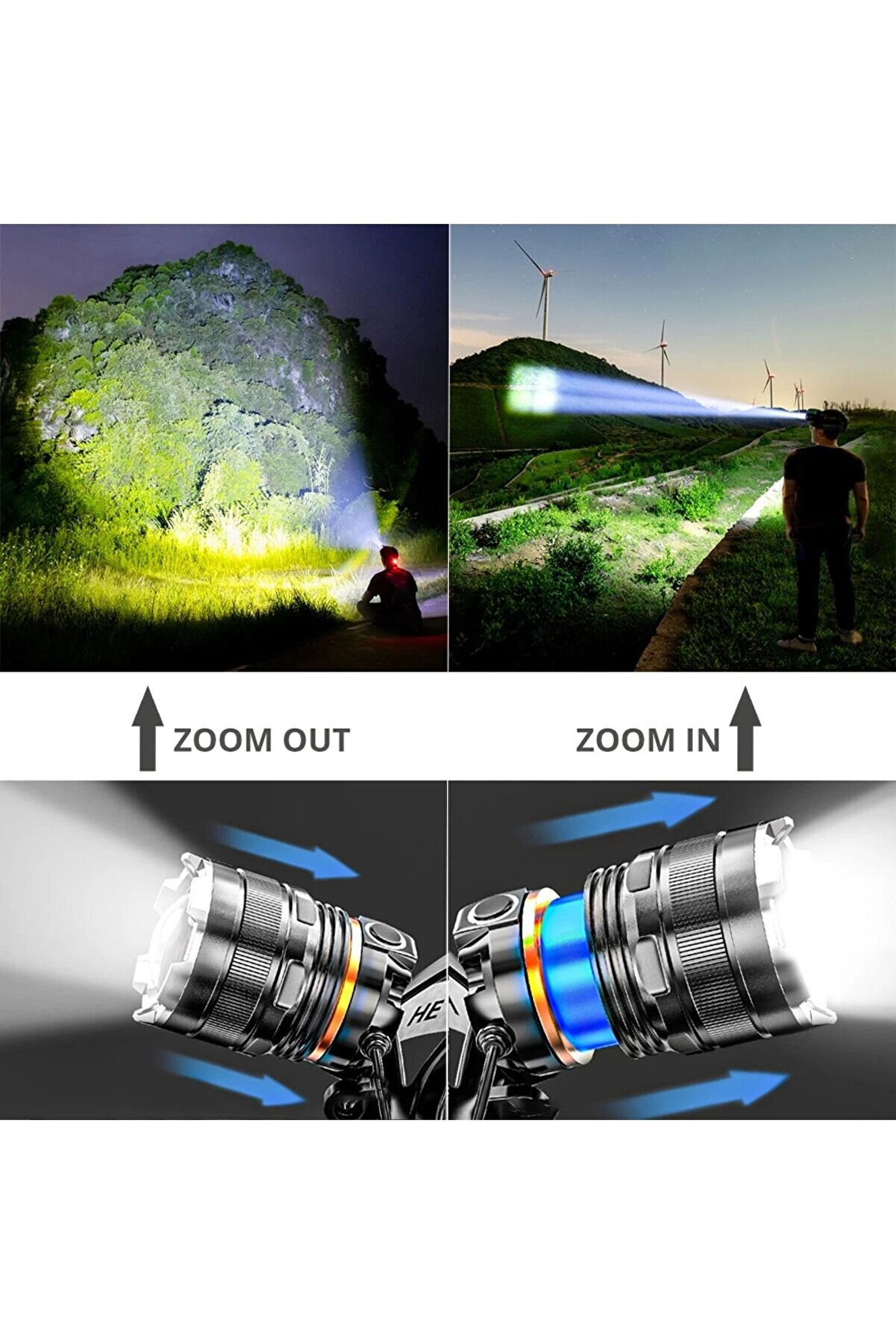 Peakstar Ps-8002 Sensörlü Zoomlu Profesyonel Şarjlı Kafa Lambası