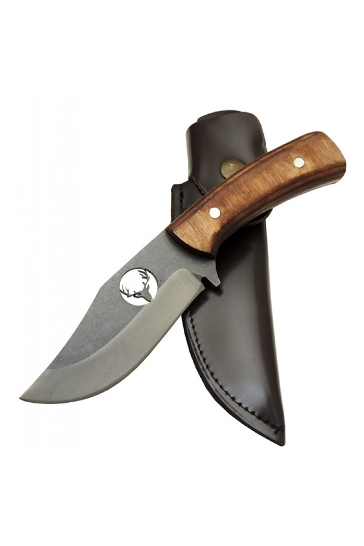 evimdeyokyok Geyikli YCL3 Eskitme Avcı Bıçağı 20cm - Ahşap Sap, Kılıflı