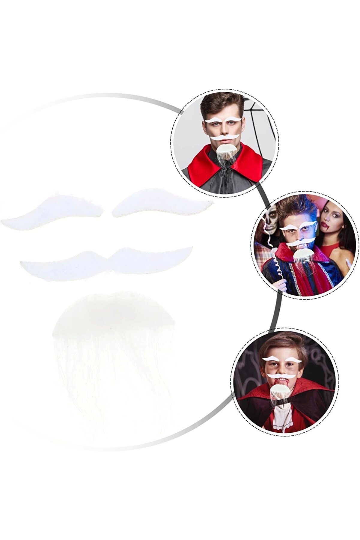 Go İthalat Beyaz Renk Yapışkanlı Takma Sakal Bıyık Ve Kaş Seti̇ (4597)