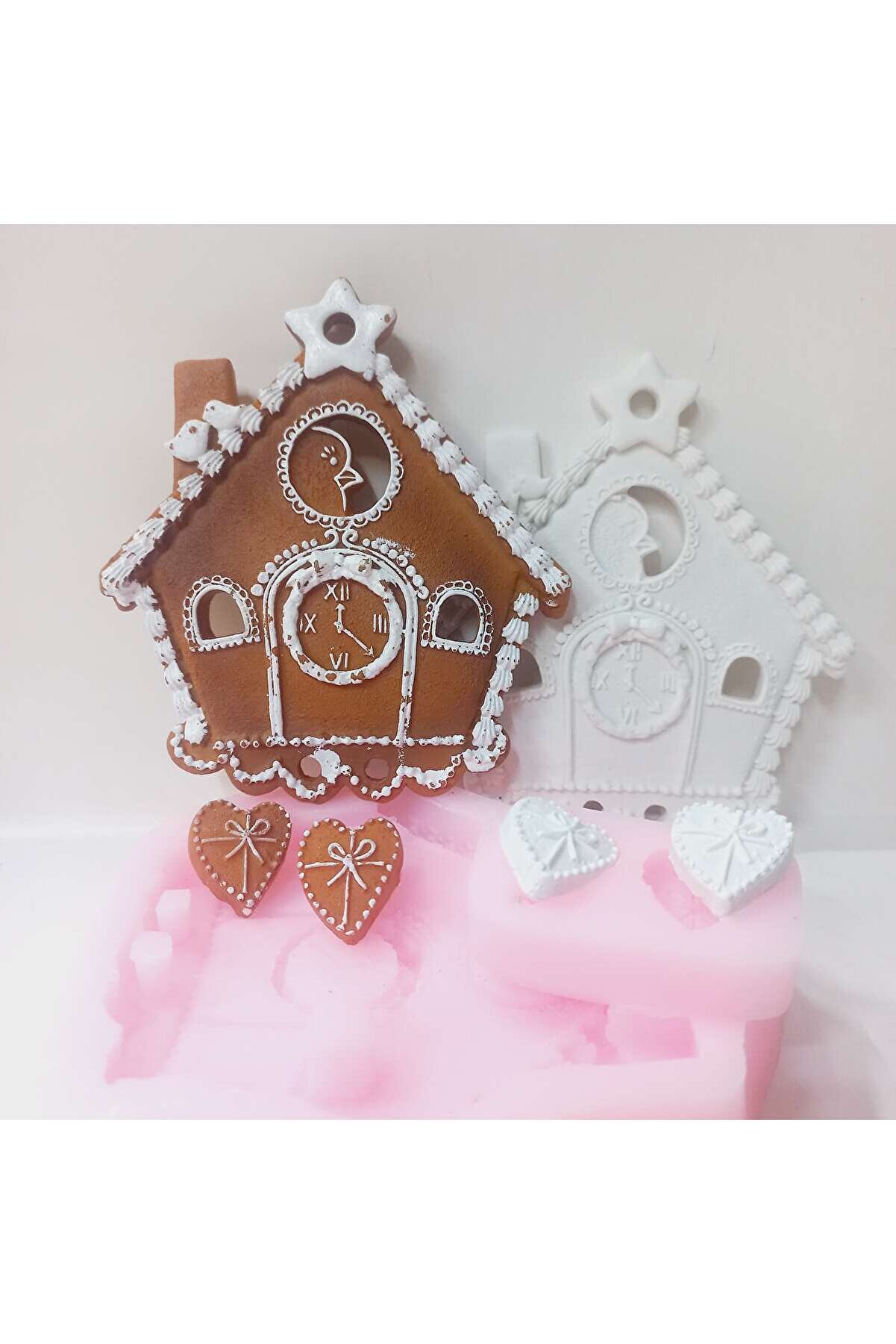 Kalıpcınızburada Kuşlu Noel Ev Si̇li̇kon Kalıp-K7701