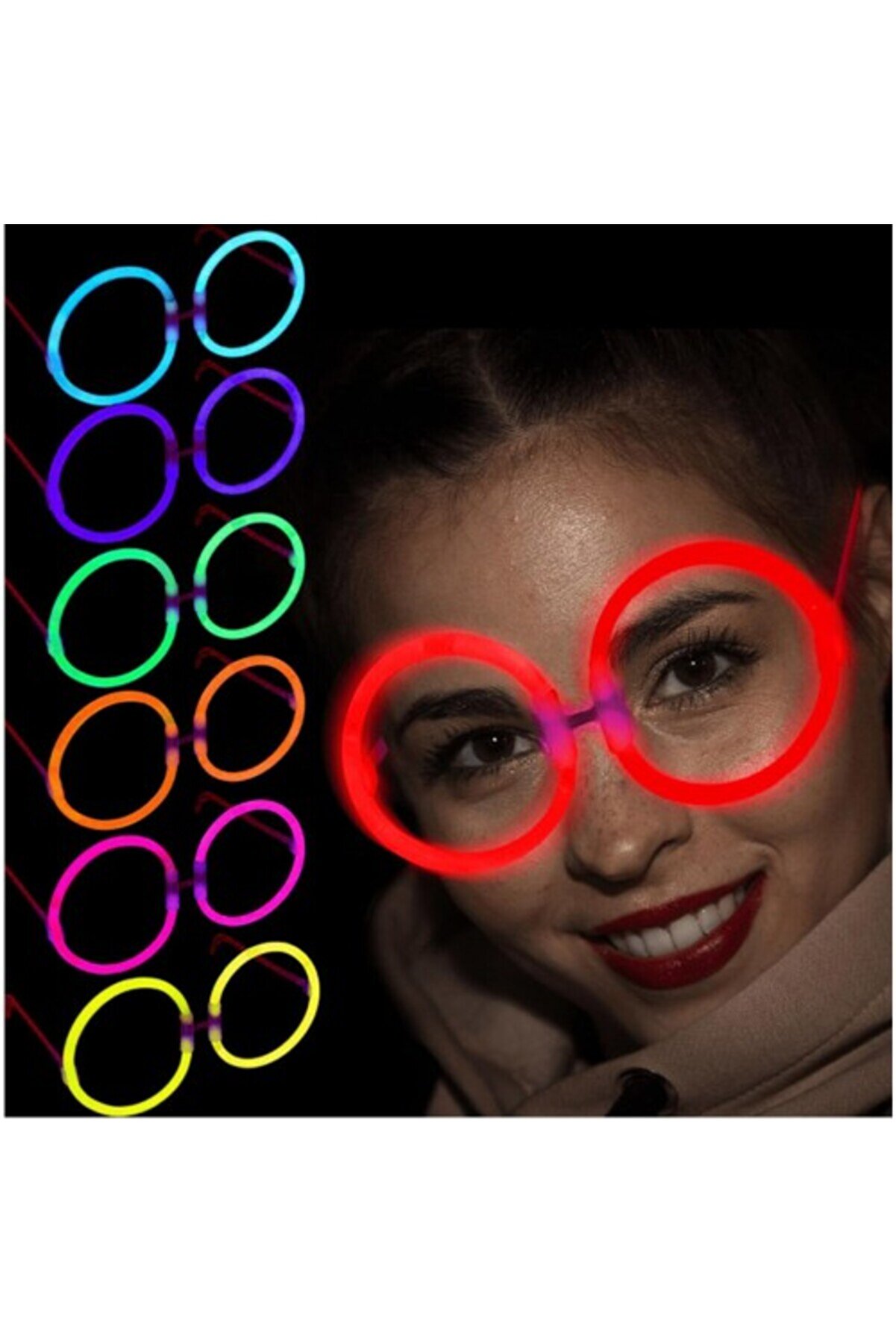 Glow Sti̇ck Yuvarlak Gözlük 12 Adet