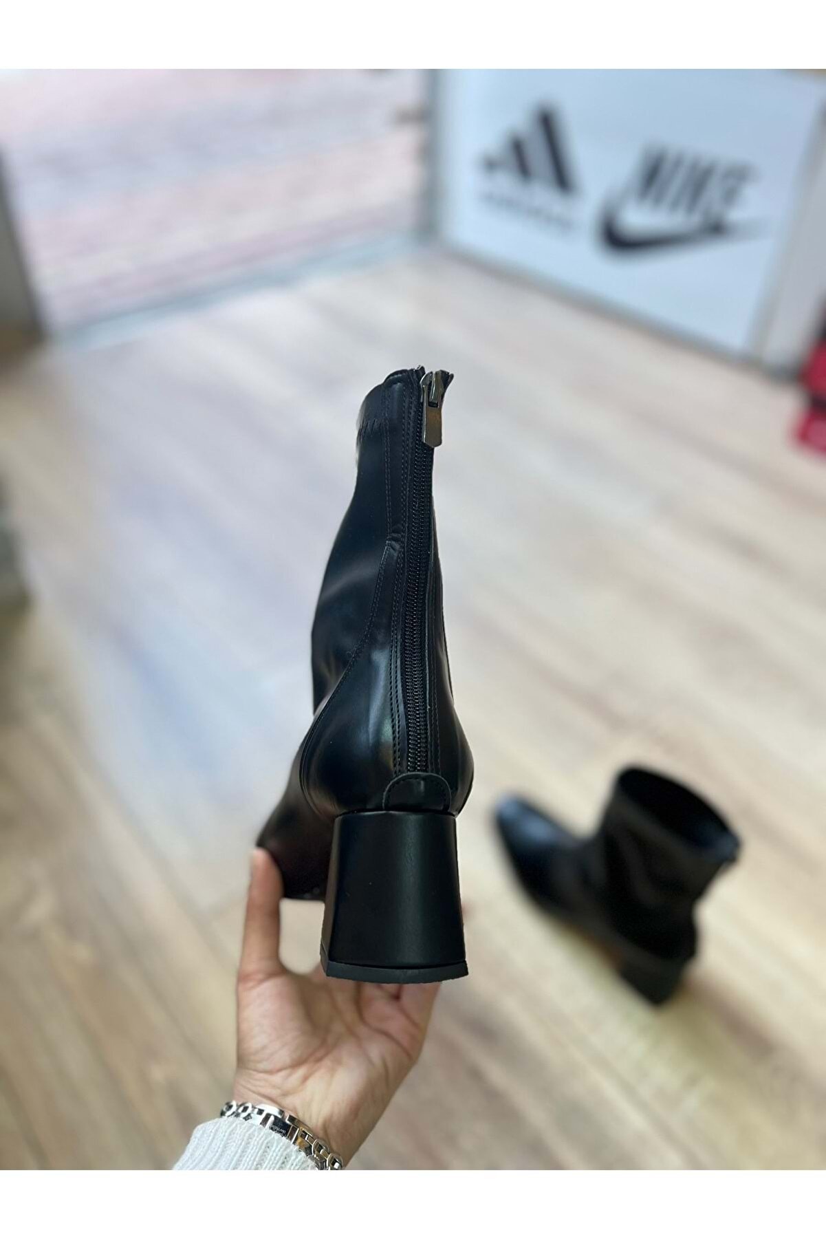 New Opti̇mal Kadın Streç Bot Topuklu Fermuarlı Küt Burun