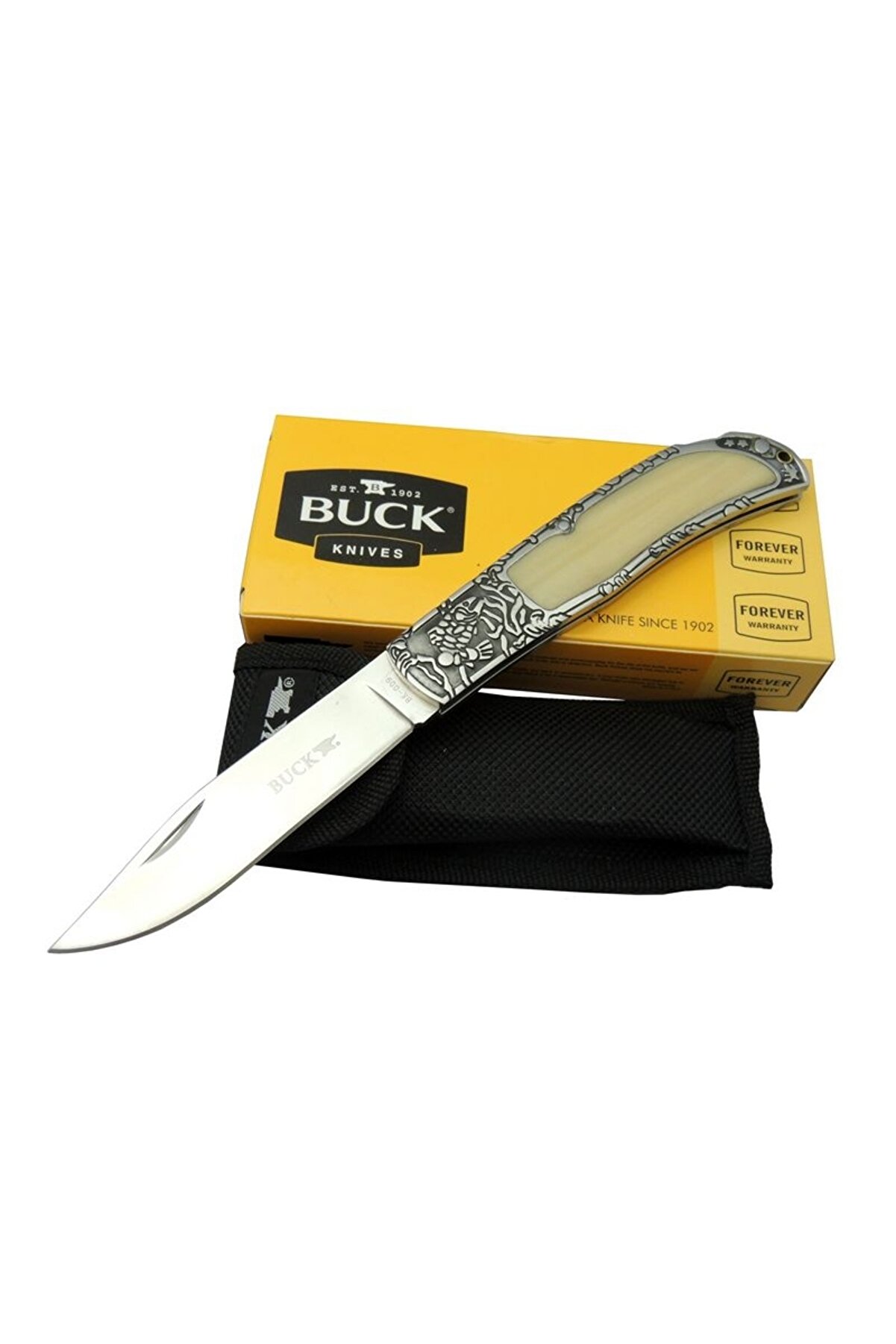 evimdeyokyok Buck Knives BK-009WY Kamp Çakı 23 cm - & Metal Saplı, Kılıflı, Kutulu
