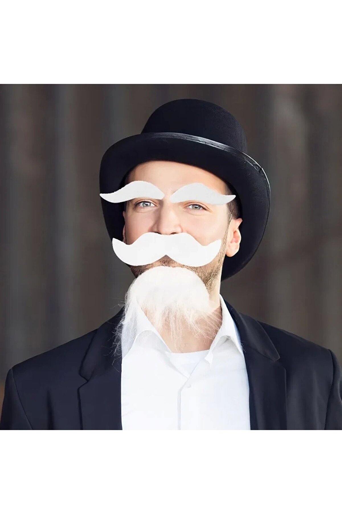 Go İthalat Beyaz Renk Yapışkanlı Takma Sakal Bıyık Ve Kaş Seti̇ (4597)