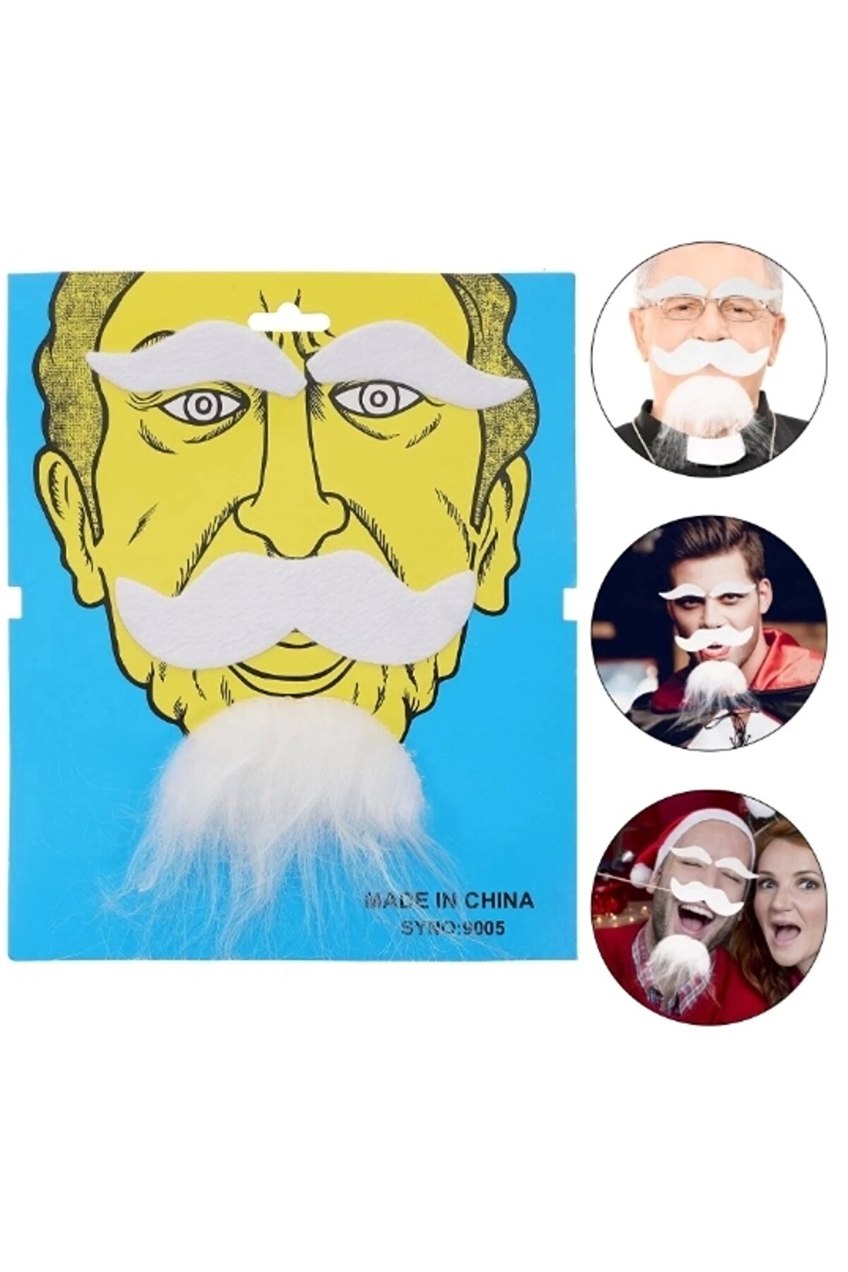 Go İthalat Beyaz Renk Yapışkanlı Takma Sakal Bıyık Ve Kaş Seti̇ (4597)