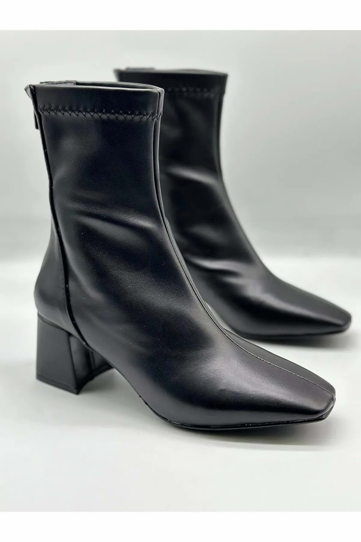 New Opti̇mal Kadın Streç Bot Topuklu Fermuarlı Küt Burun