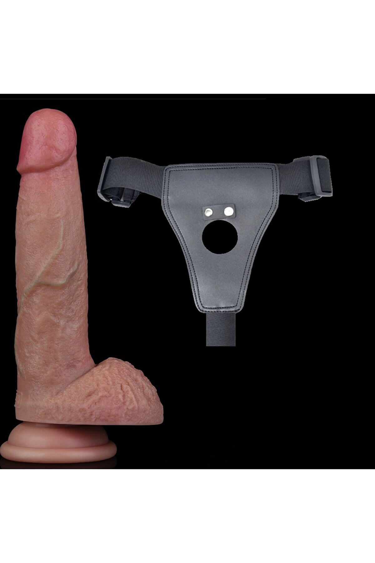 Meyrabest Belden Bağlamalı 18,5Cm &Ccedil;i̇ft Katmanlı Si̇li̇kon Strap On Di̇ldo