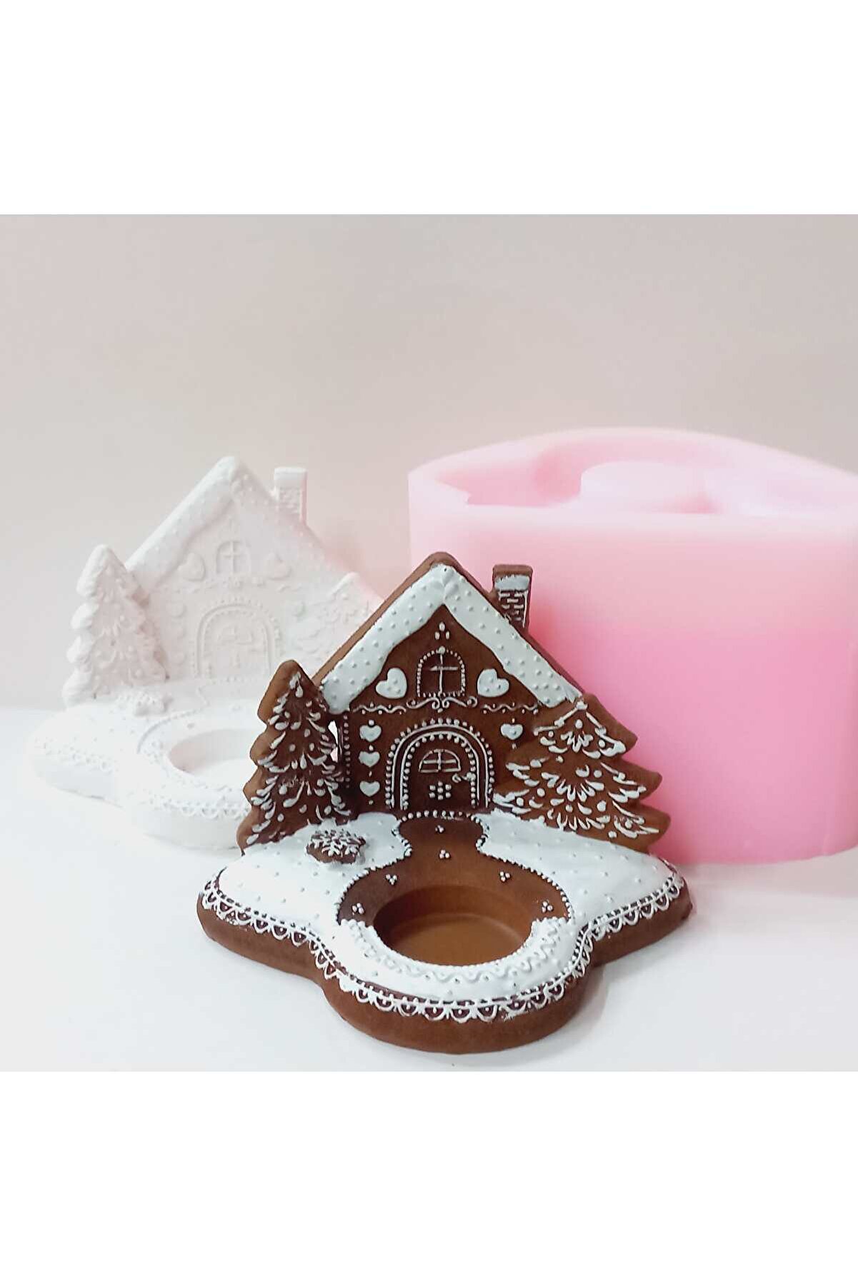 Kalıpcınızburada Noel Ev Teali̇ght Mumluk Si̇li̇kon Kalıp - K7700