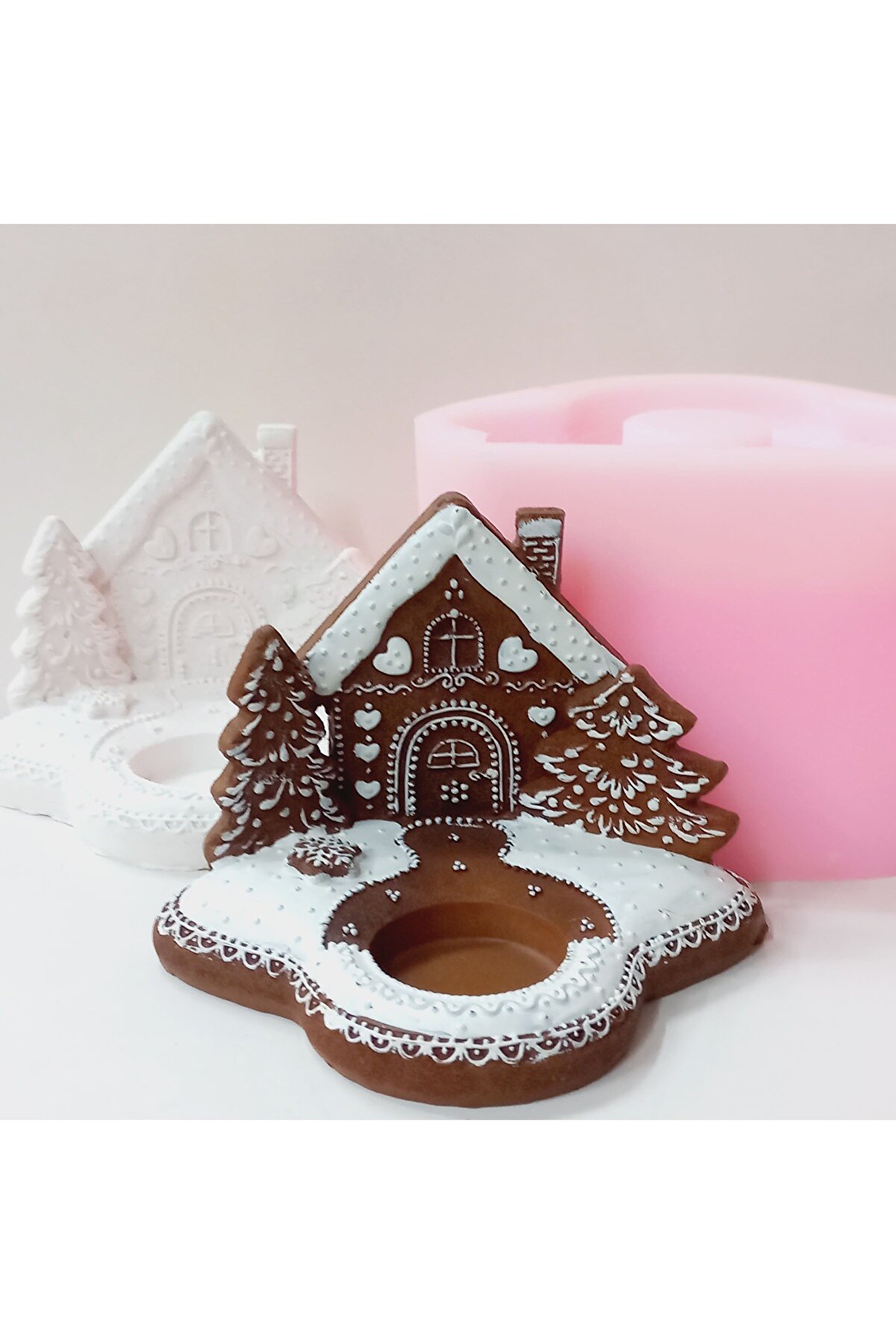 Kalıpcınızburada Noel Ev Teali̇ght Mumluk Si̇li̇kon Kalıp - K7700
