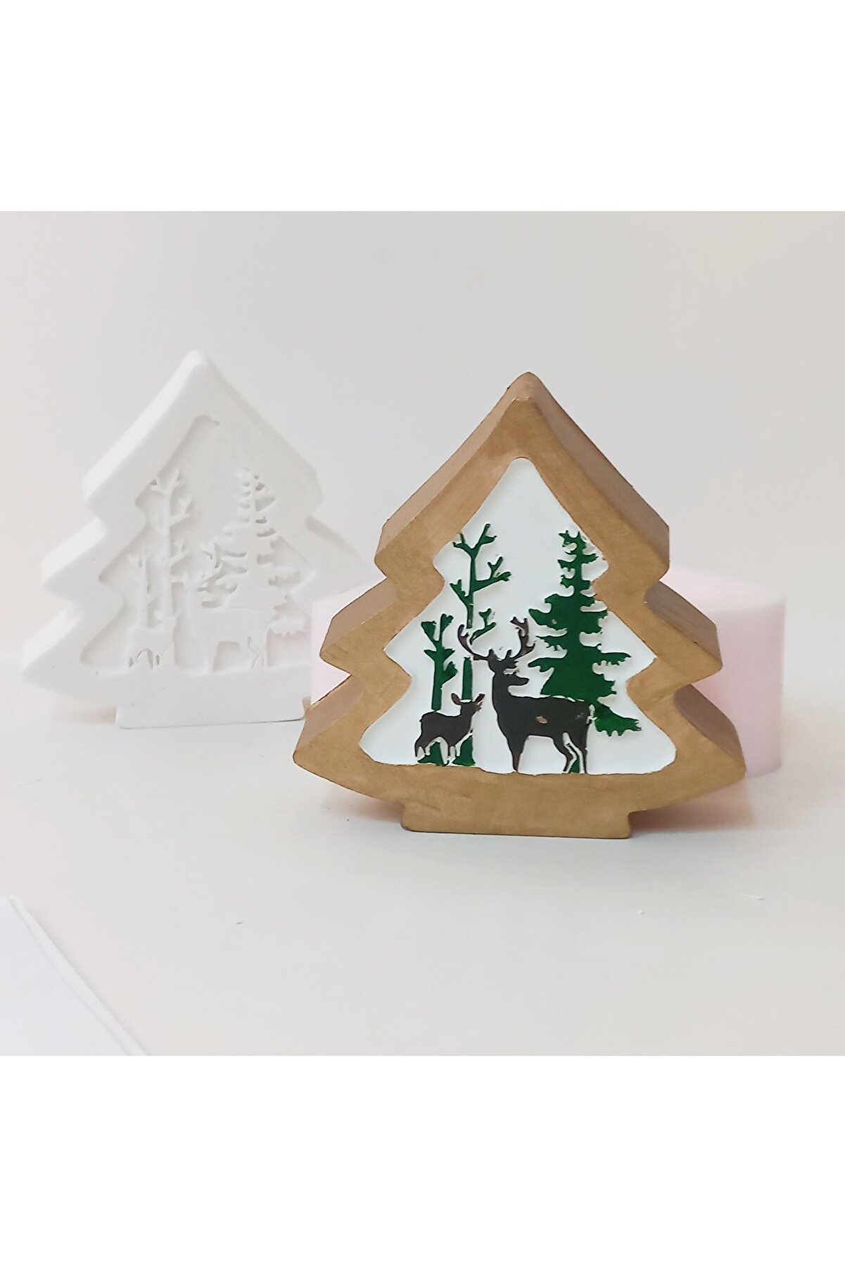 Kalıpcınızburada Geyi̇kli̇ Çam Ağacı Bi̇blo Si̇li̇kon Kalıp - K7604