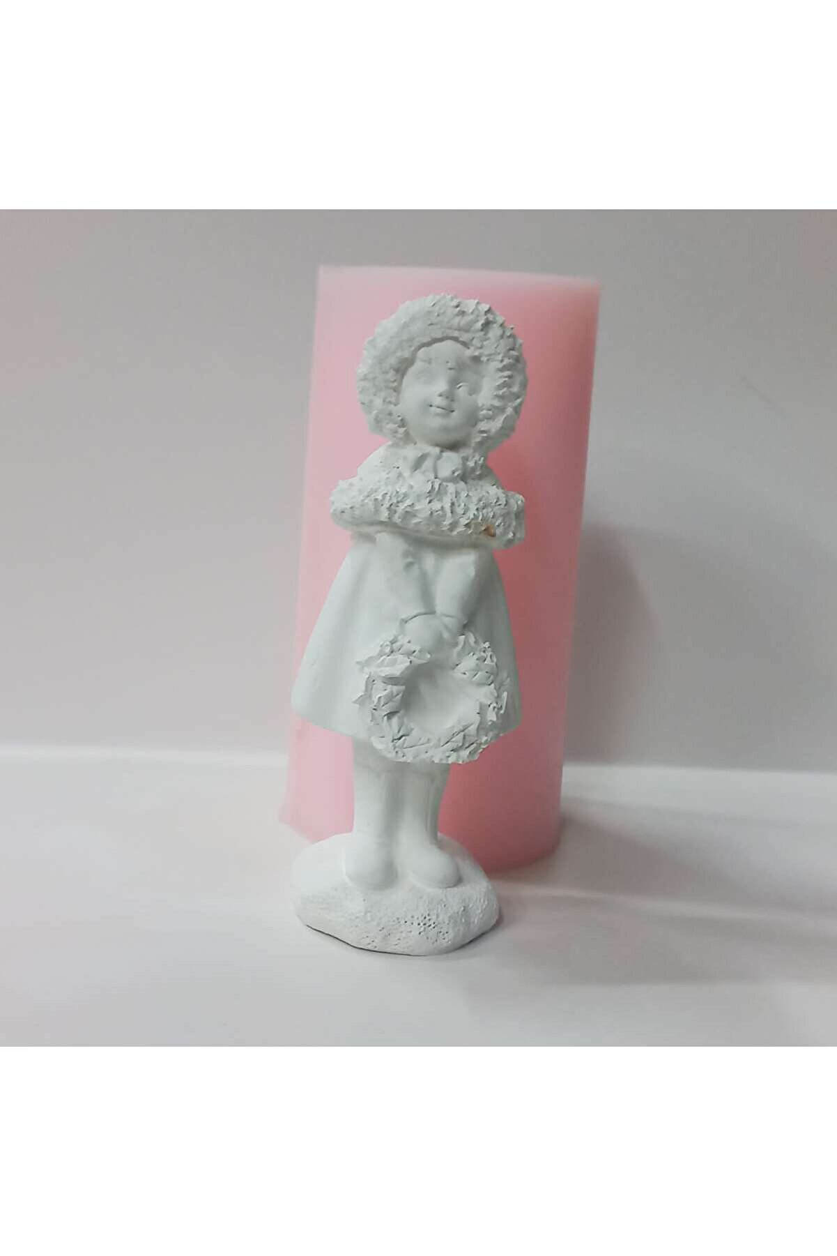 Kalıpcınızburada Çelenk Tutan Kız Si̇li̇kon Kalıp -K7679