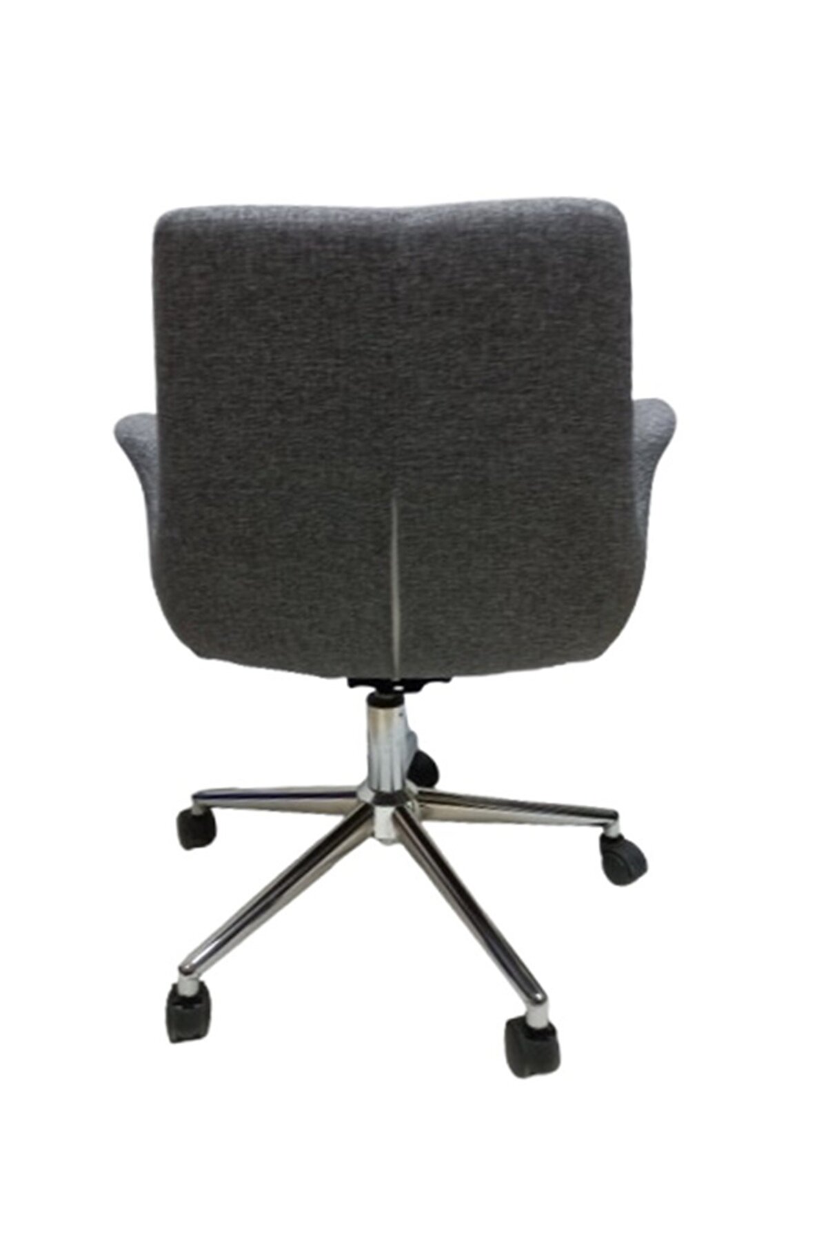 Kamusalmarket Çalışma Koltuğu Büro Sandalyesi̇ Yeşi̇l Keten Kumaş Krom Yıldız Ayaklı
