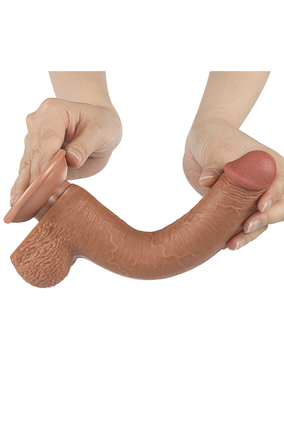 Meyrabest 9   Sli̇di̇ng Ski̇n Dual Layer Dong Brown Di̇ldo