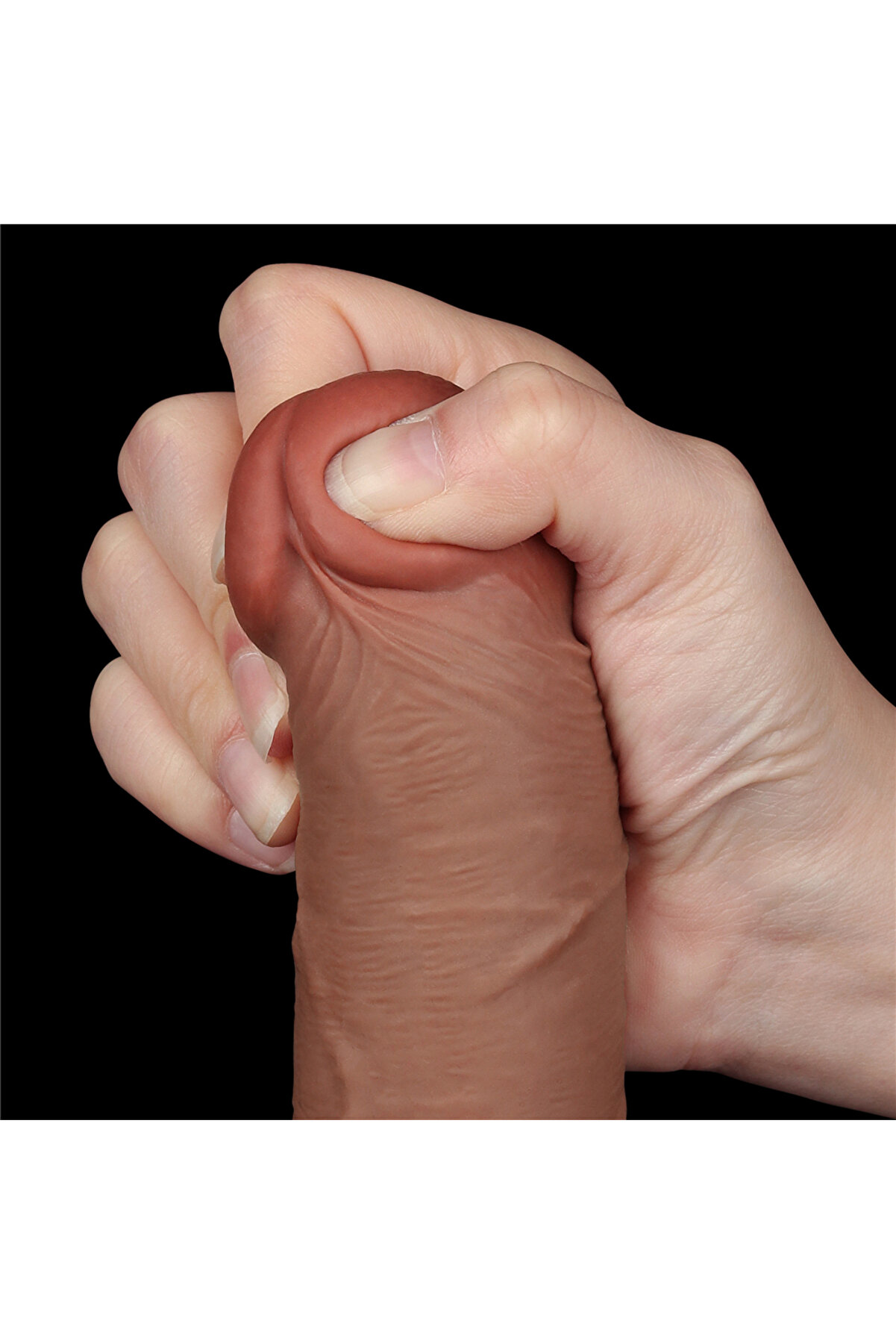 Meyrabest Belden Bağlamalı 20 Cm Kayar Deri̇ &Ccedil;i̇ft Katmanlı Dong Melez Strap On Di̇ldo