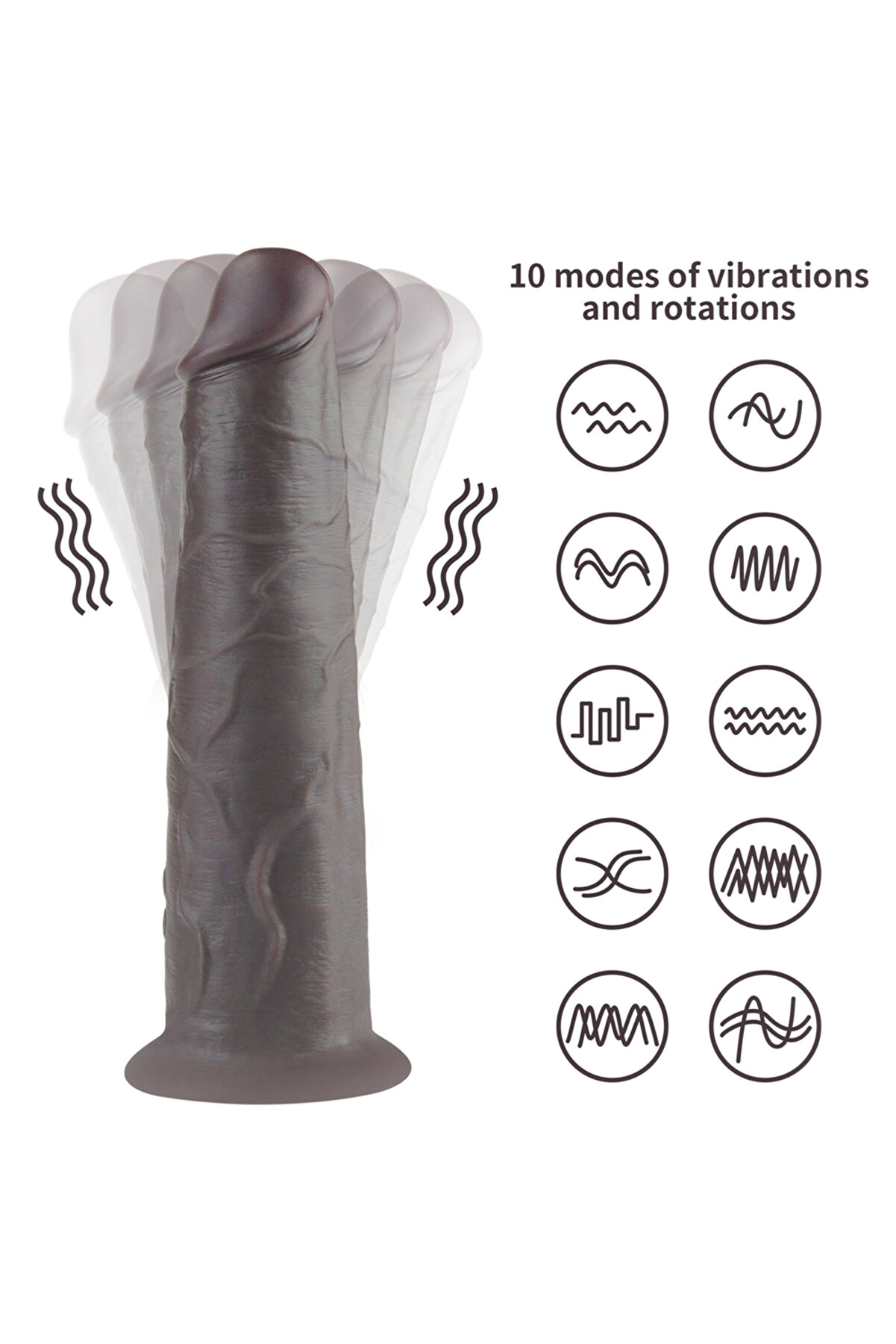 Meyrabest Hareketli̇ Uzaktan Kumandalı Ti̇treşi̇mli̇ Di̇ldo-Black