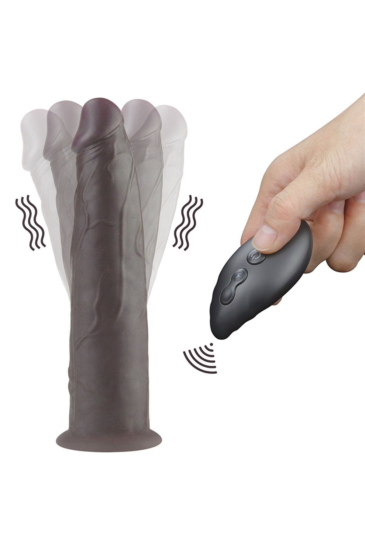 Meyrabest Lovetoy 9   Dual Layered Si̇li̇cone Rotator Hareketli̇ Uzaktan Kumandalı Di̇ldo-Black