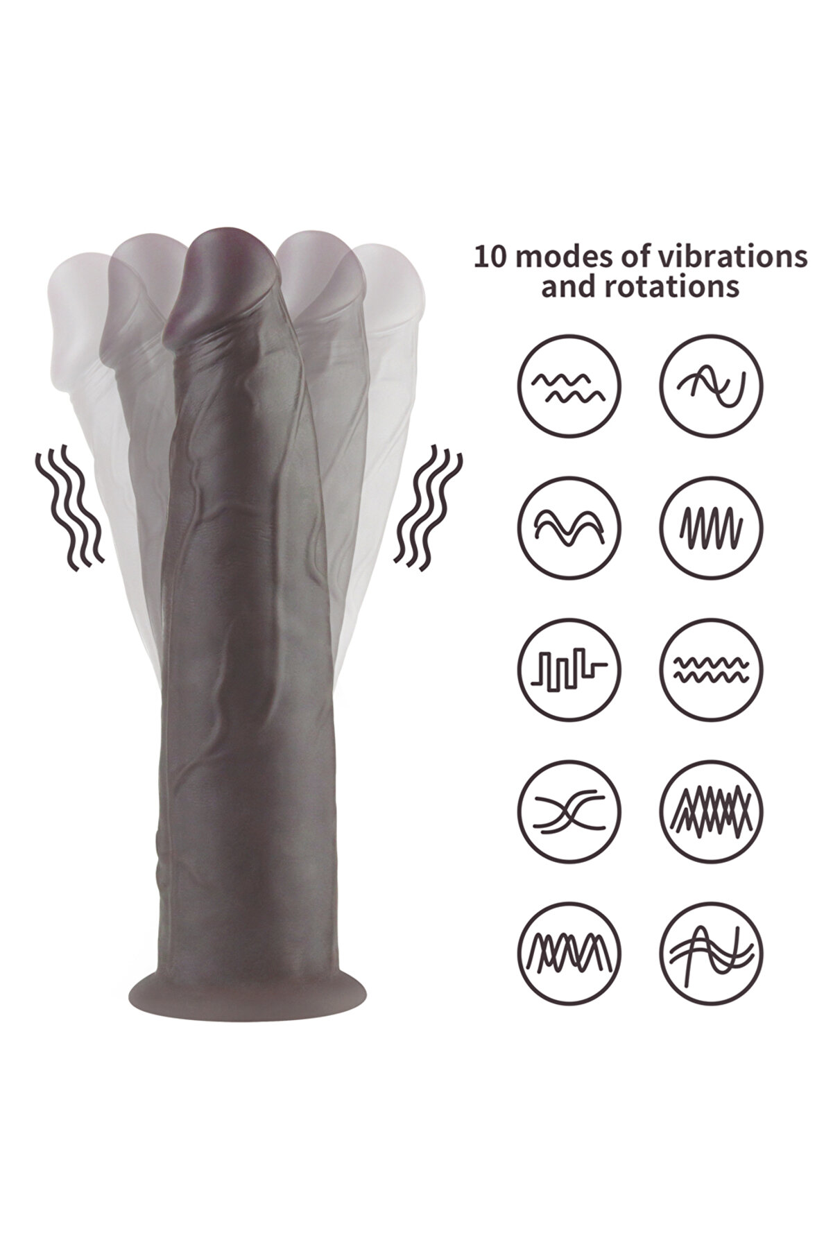 Meyrabest Lovetoy 9   Dual Layered Si̇li̇cone Rotator Hareketli̇ Uzaktan Kumandalı Di̇ldo-Black