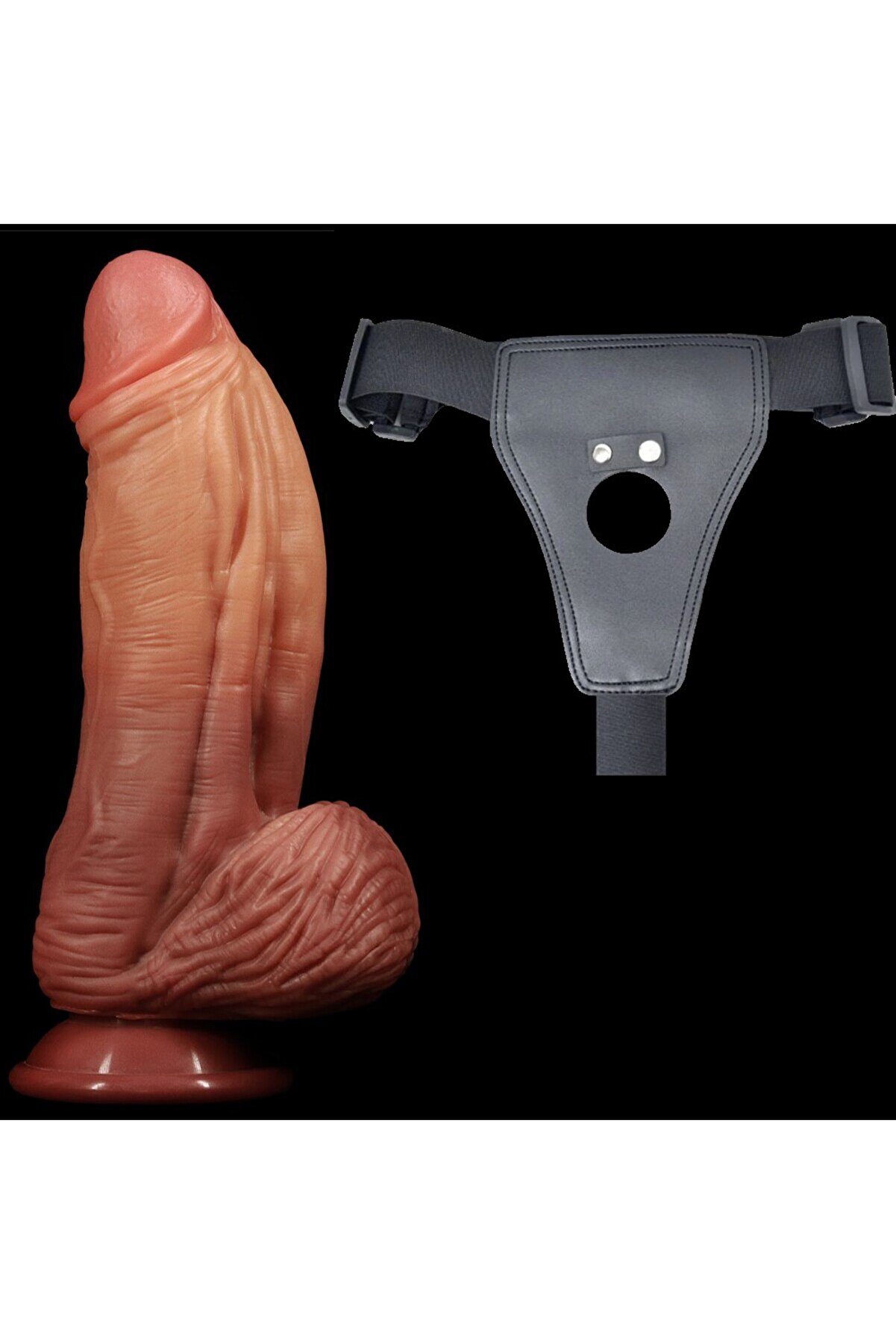 Meyrabest Lovetoy Belden Bağlamalı 24,5 Cm &Ouml;zel Tasarlanmış &Ccedil;i̇ft Katmanlı Plati̇n Si̇li̇kon Strap On Di̇ldo