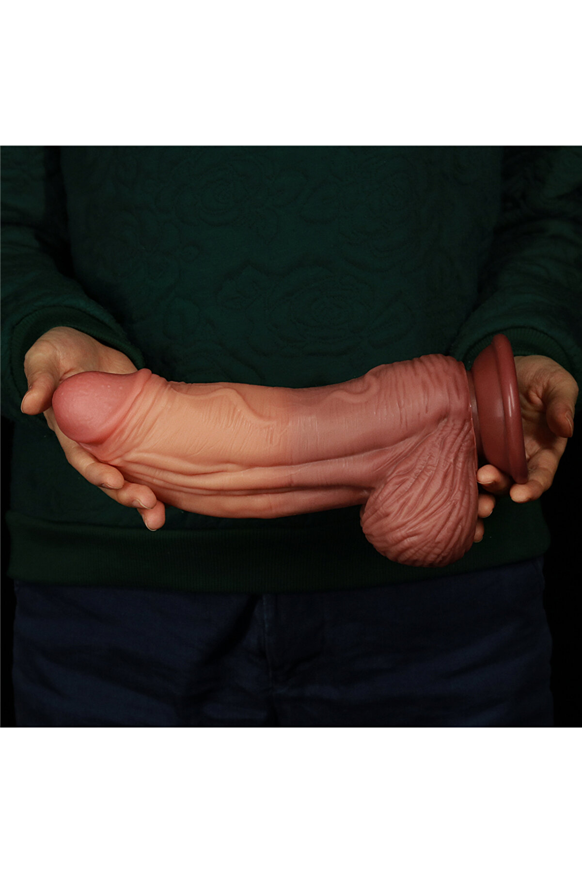 Meyrabest Lovetoy Belden Bağlamalı 24,5 Cm &Ouml;zel Tasarlanmış &Ccedil;i̇ft Katmanlı Plati̇n Si̇li̇kon Strap On Di̇ldo