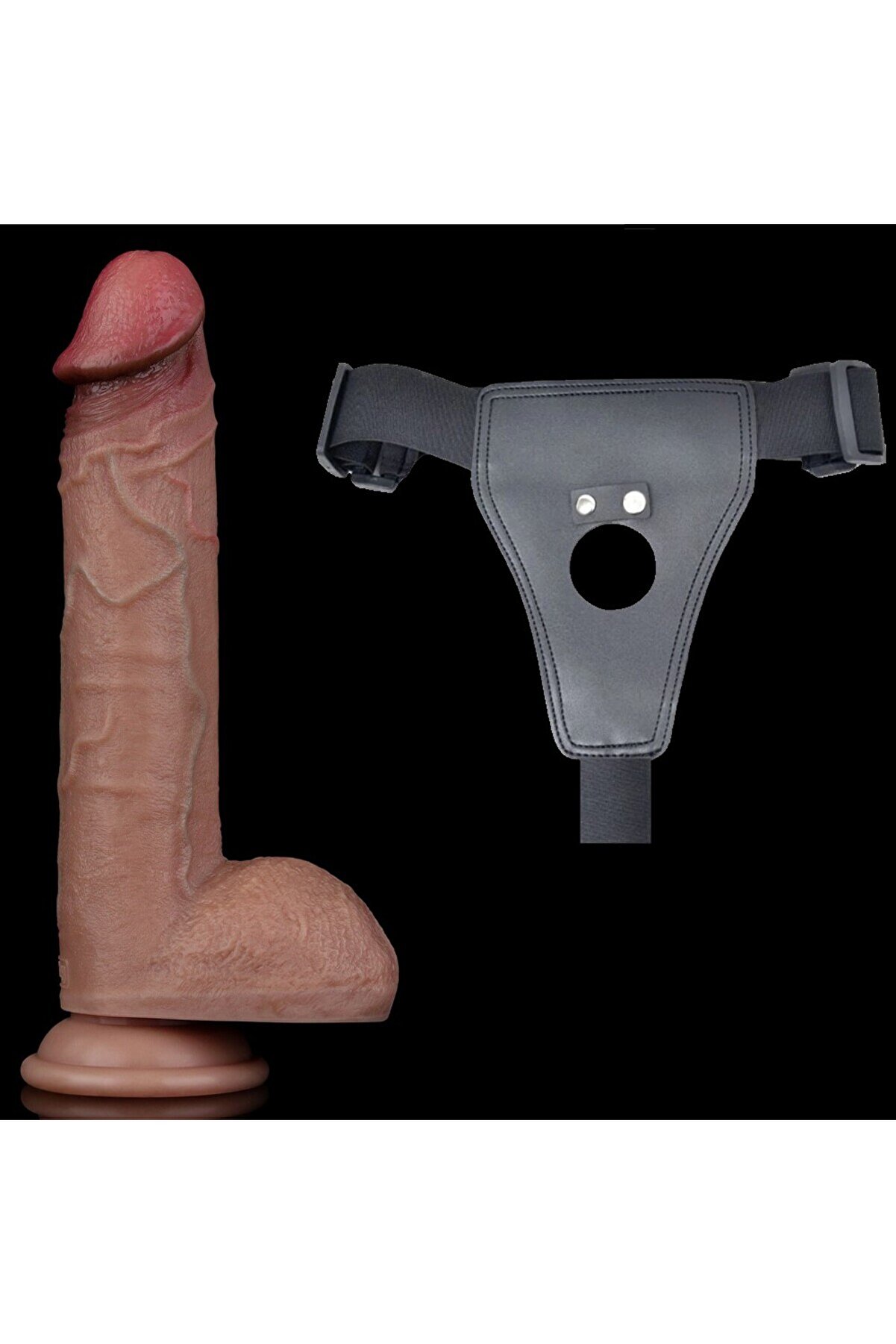 Meyrabest Lovetoy Belden Bağlamalı 23,5Cm &Ccedil;i̇ft Katmanlı Si̇li̇kon Cock Strap On Di̇ldo
