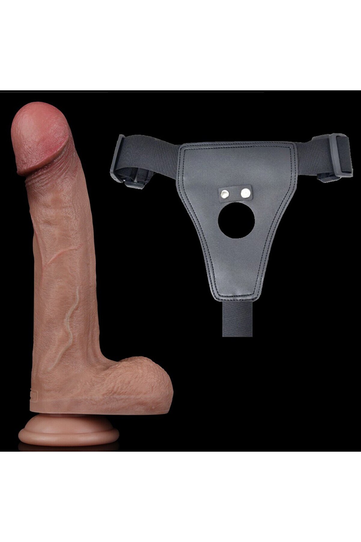 Meyrabest Lovetoy Belden Bağlamalı 22,5 Cm &Ccedil;i̇ft Katmanlı Si̇li̇kon Cock Strap On Di̇ldo