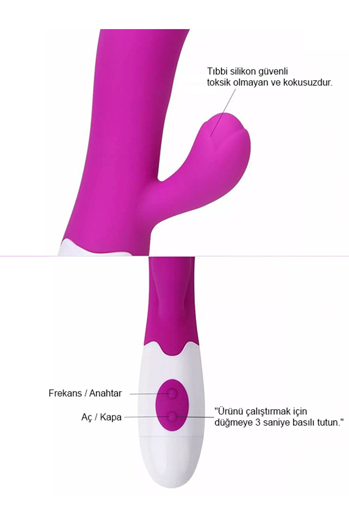 Erox Şarjlı 20 Mod G Noktası Kli̇tori̇s Uyarıcılı Tavşan Vi̇brat&ouml;r Ti̇treşi̇mli̇