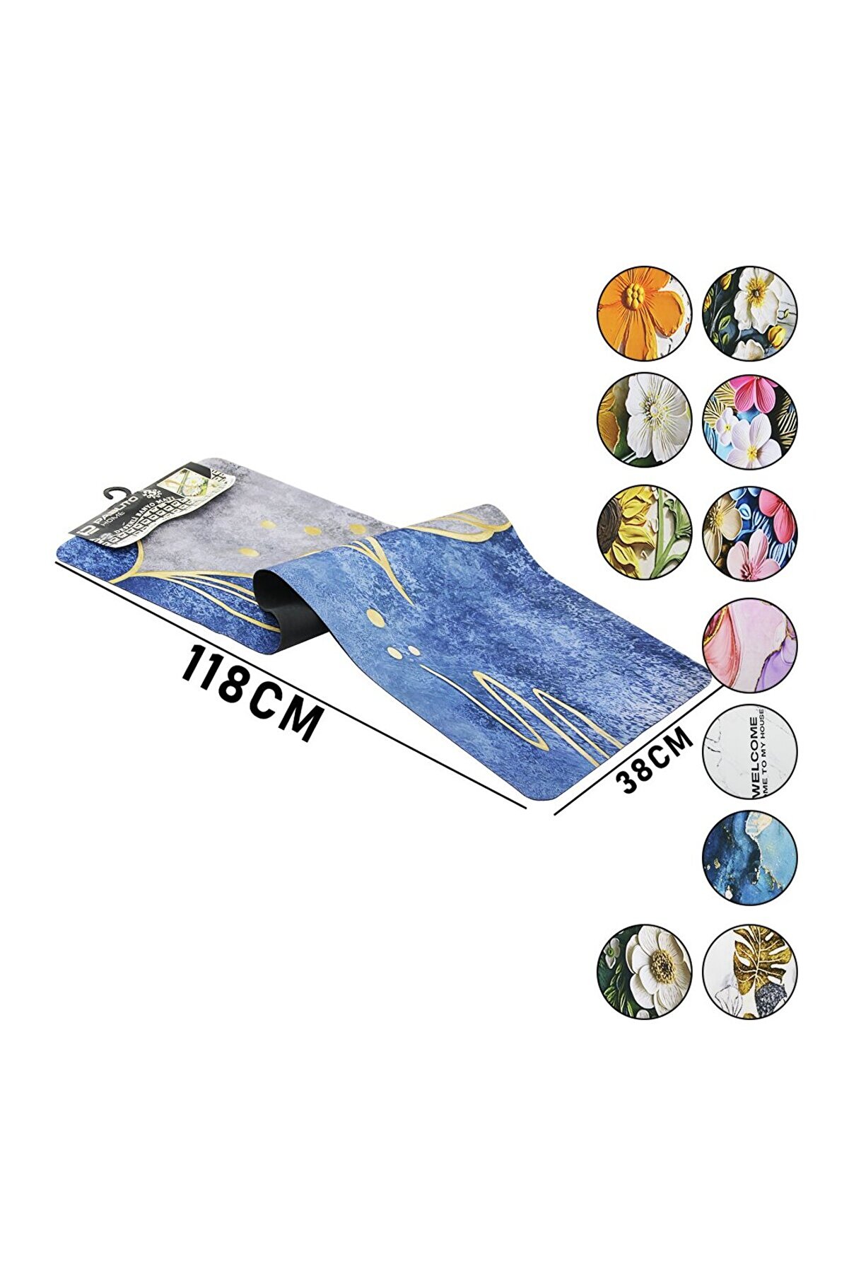 Go İthalat 3D Renkli̇ Desenli̇ - D.gen 38X118Cmsu Emi̇ci̇ Si̇hi̇rli̇ Banyo Paspas Pvc - Elasti̇k (4457)