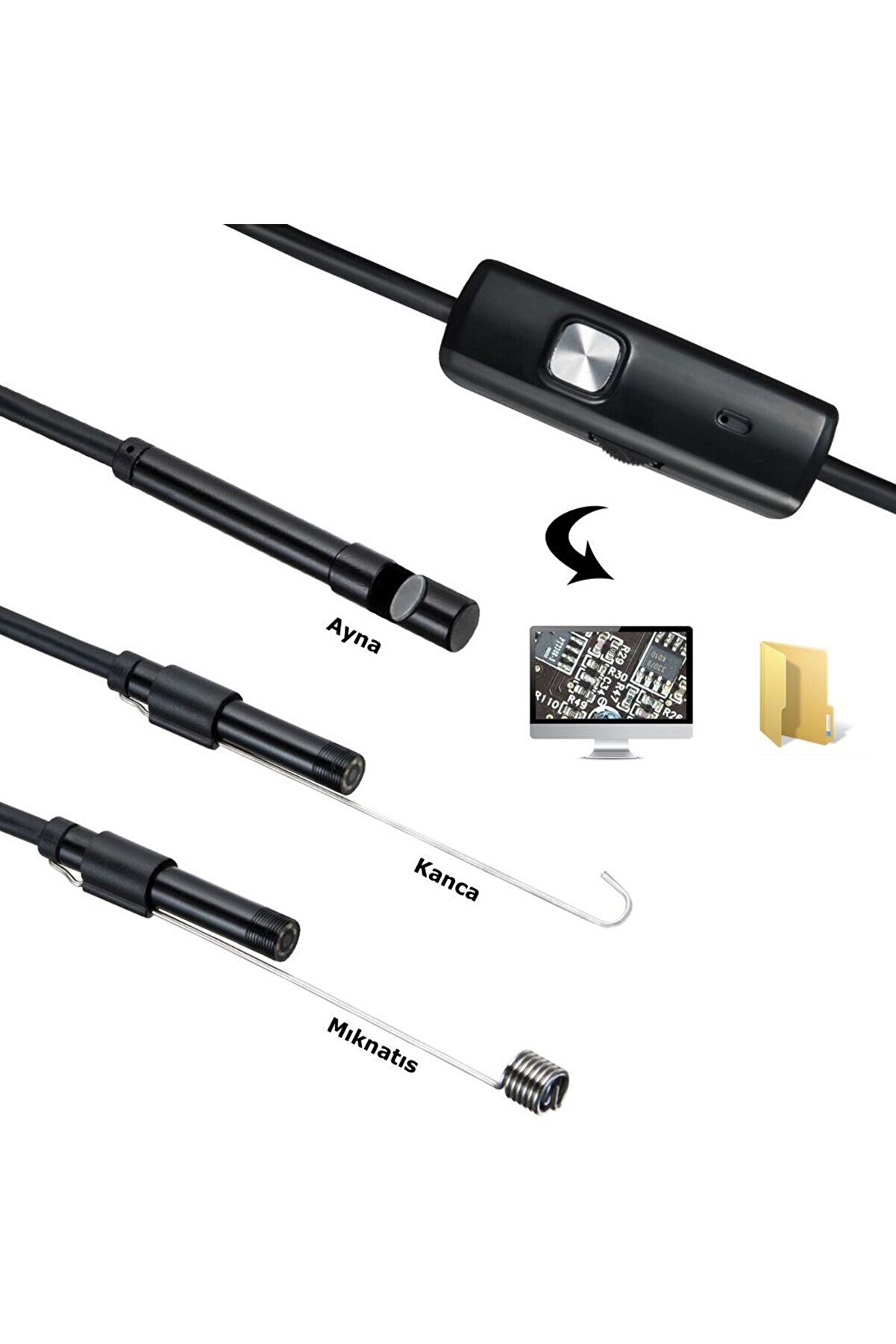 Endoskop 3 In 1 Yılan Kamera Usb Mi̇cro Usb Type-C Uyumlu 15M Tdrtr