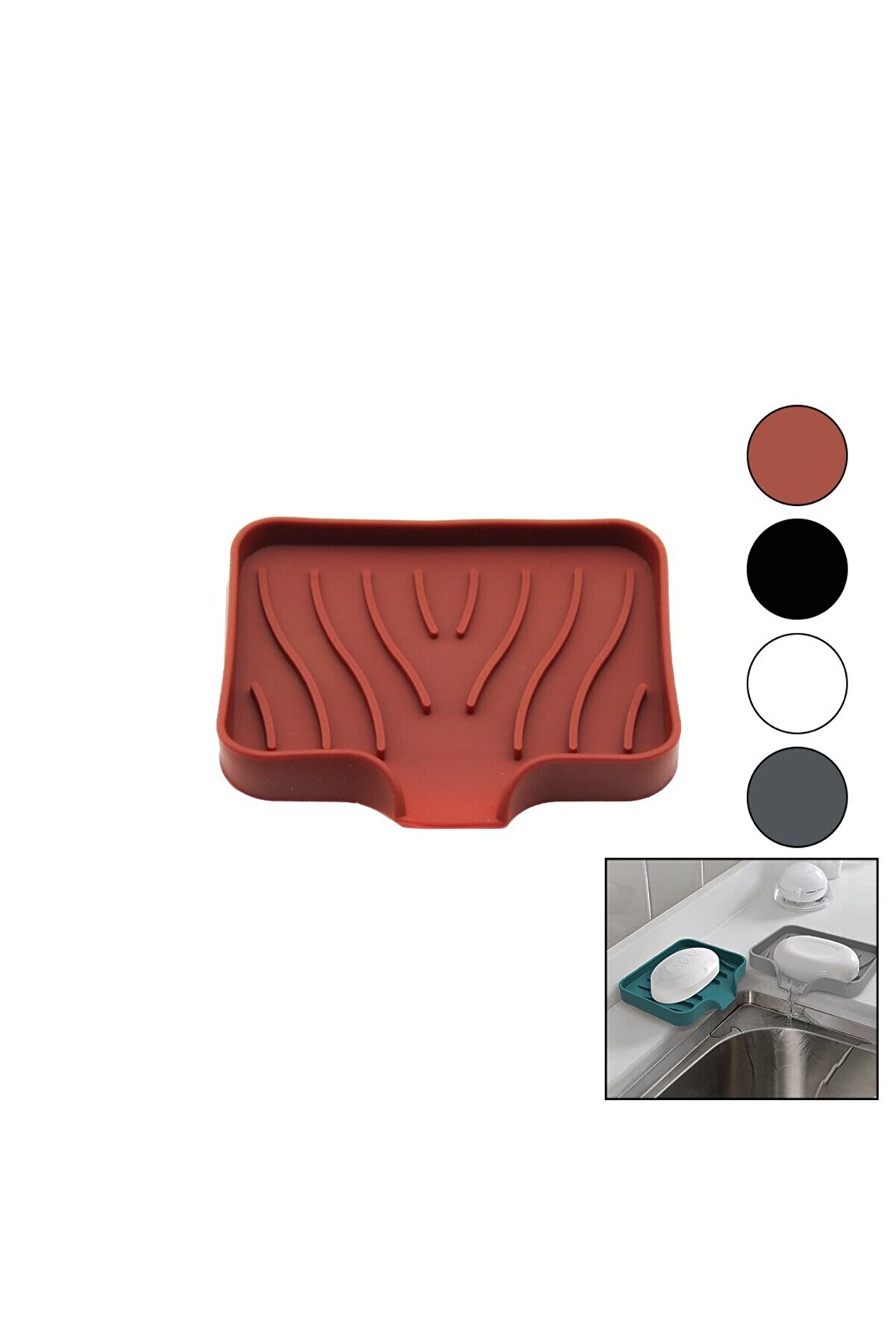 Go İthalat Sabunluk - Si̇li̇kon Mutfak - Banyo Su Gi̇derli̇ - Esnek - Yapışkan