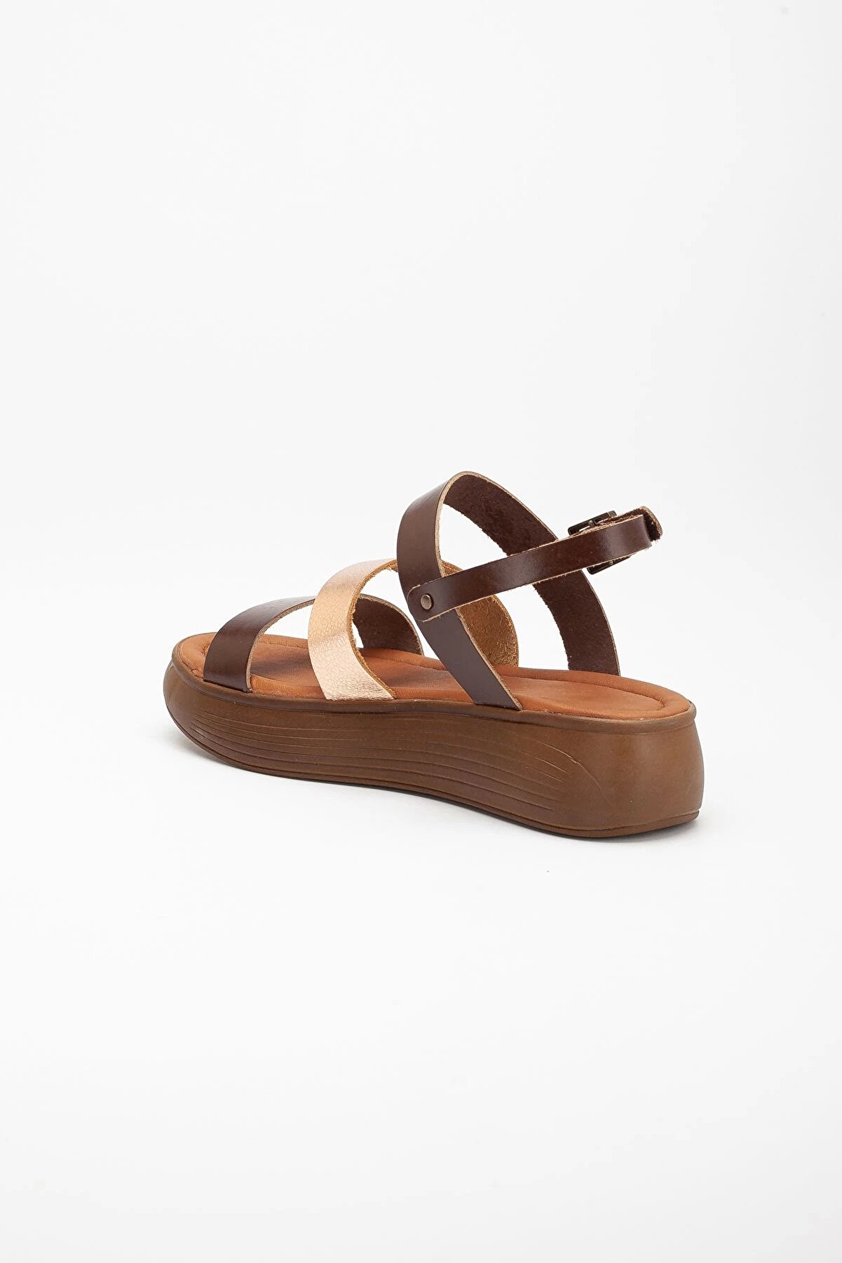 Gult Haki̇ki̇ Deri̇ Sandalet