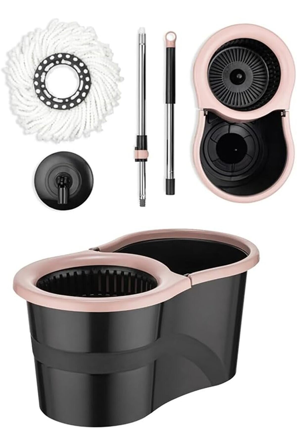STOREMAX svticaret 360 Derece D&ouml;nebilen D&ouml;ner Başlıklı Smart Mop Kova Paspas Seti | Pratik Temizlik Mop