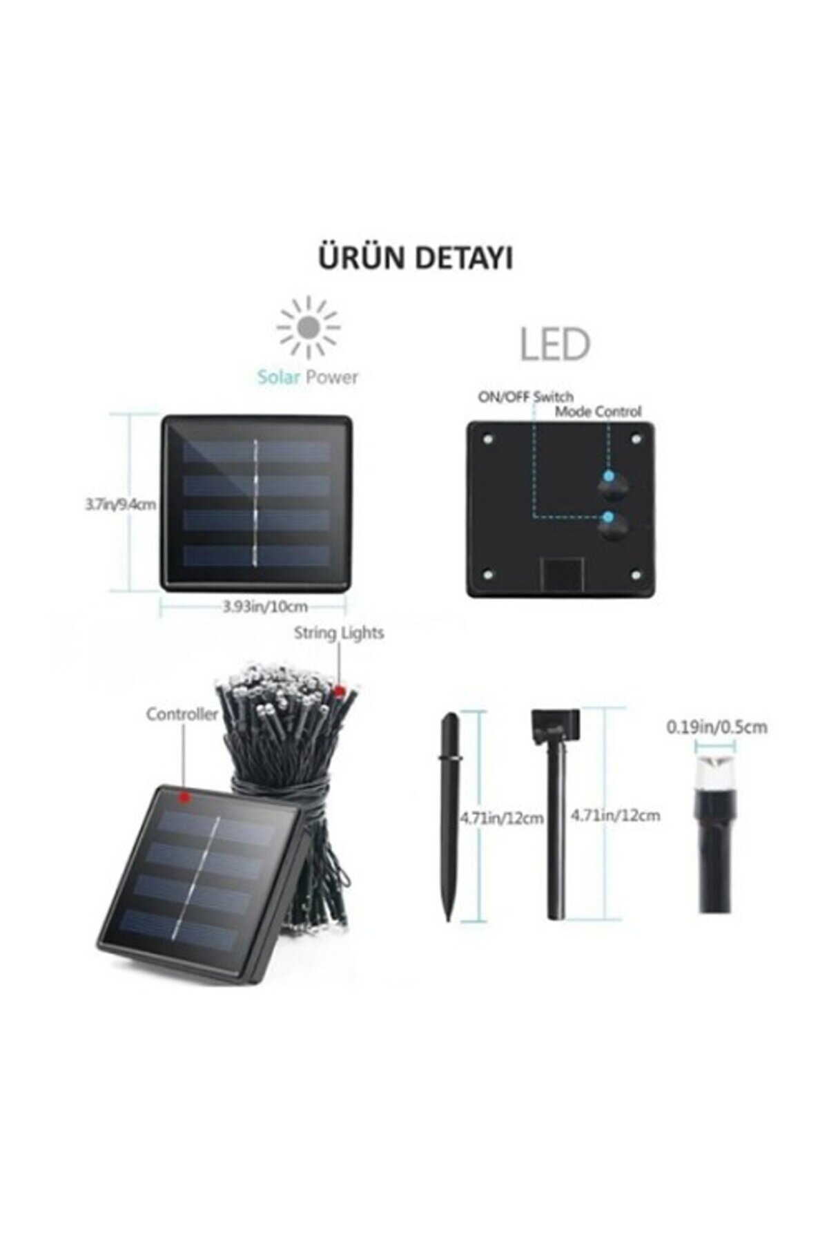 Solar 100 Ledli̇ 12 Metre Bahçe Aydınlatma