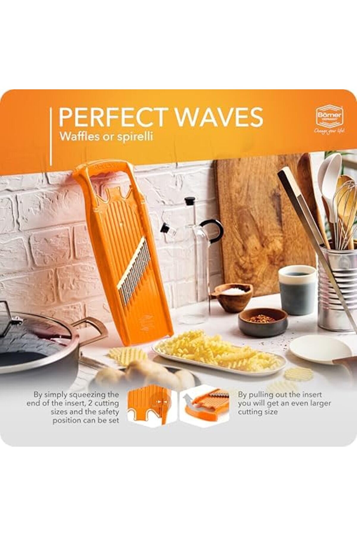 Lvnshop W- Powerli̇ne Cri̇nkle Cut Sli̇cer (Turuncu) • Sebzeler İçi̇n Dalgalı Mandoli̇n • Dalga/ /Kırışık