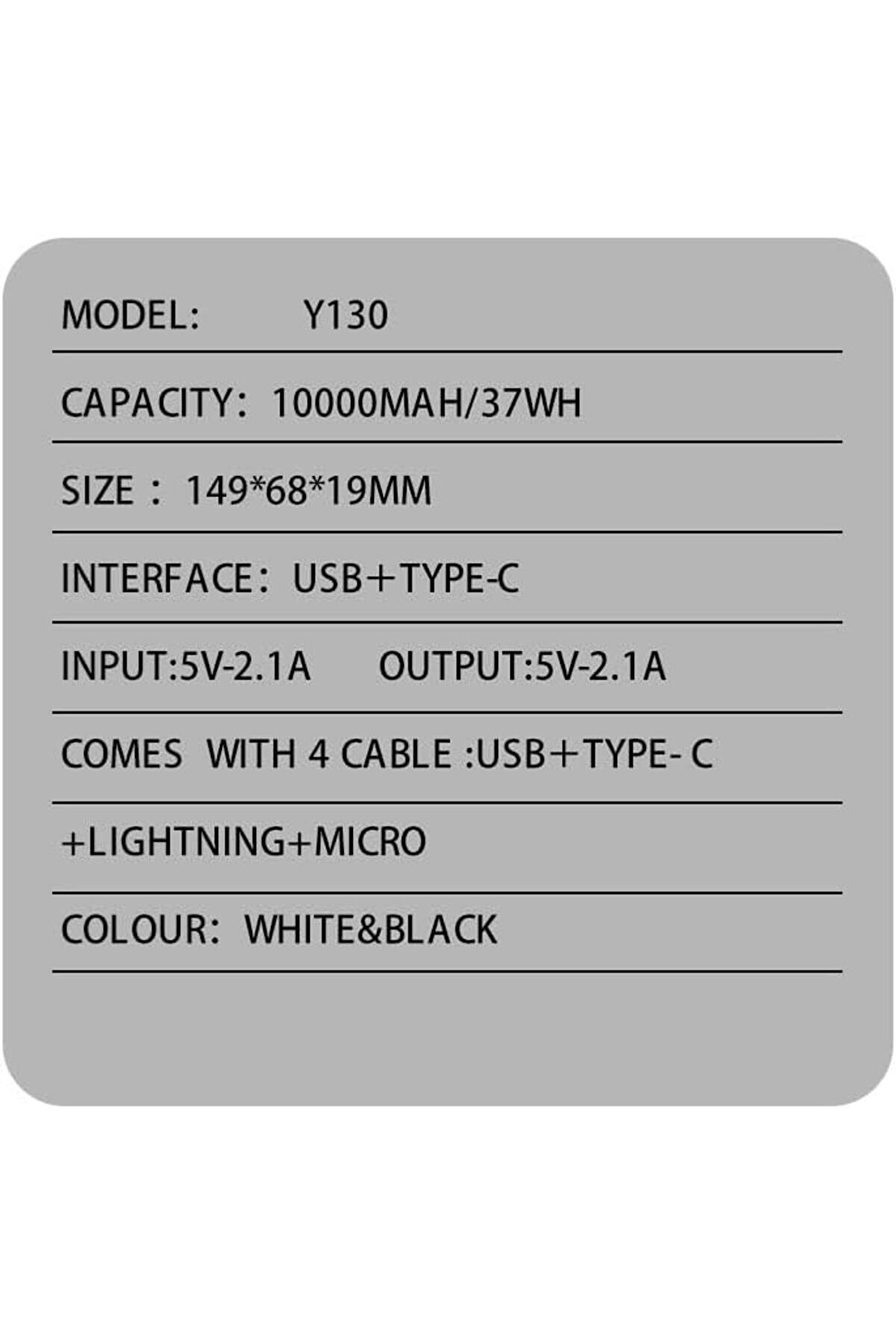 Oskyshopc Bn44 10000Mah Powerbank Led Ekranlı Type-C Usb Mi̇cro Usb Kablolu Tüm Uçlar (Si̇yah) Newdesi̇