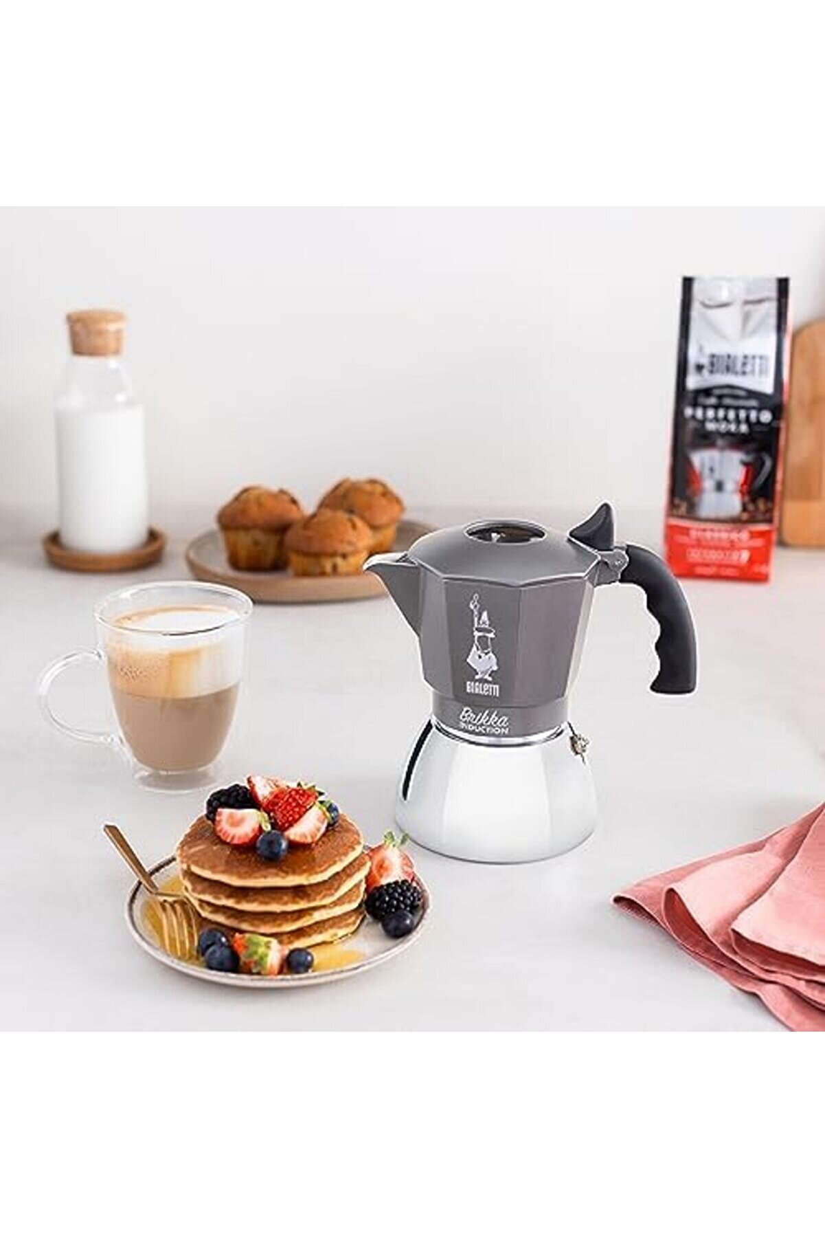 Gçavm - Bri̇kka İndüksi̇yon 4 Cups Ocak Üstü Bol Köpüklü Espresso Pi̇şi̇ri̇ci̇ - 170Ml - Alt Haz