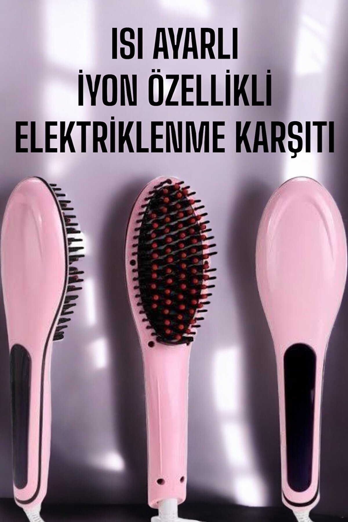 Fön Tarağı Saç Düzleşti̇ri̇ci̇ Sıkı Di̇şli̇ Isı Ayarlı Elektri̇klenme Karşıtı