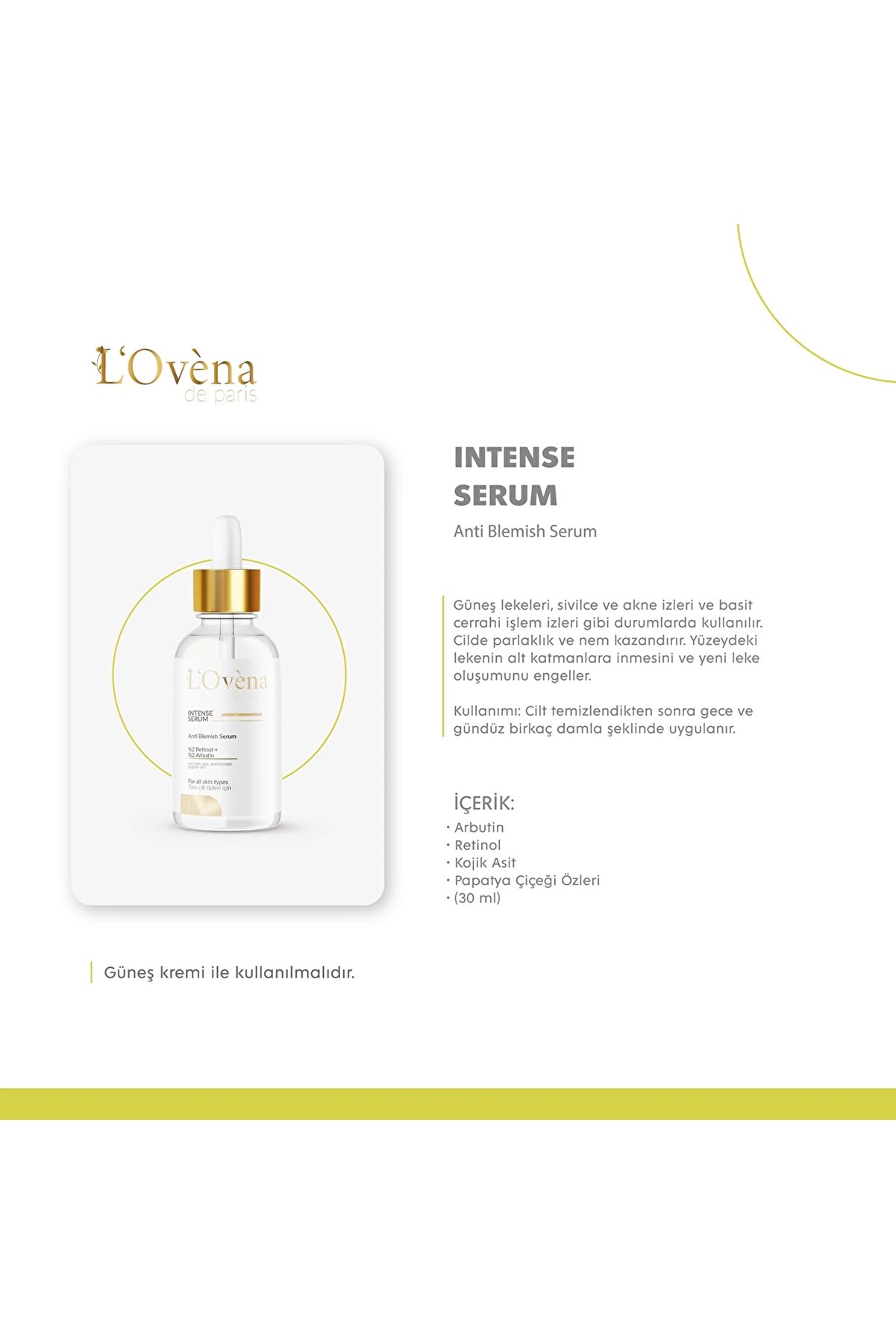 L Ovena De Pari̇s - Intense Serum 30 Ml
