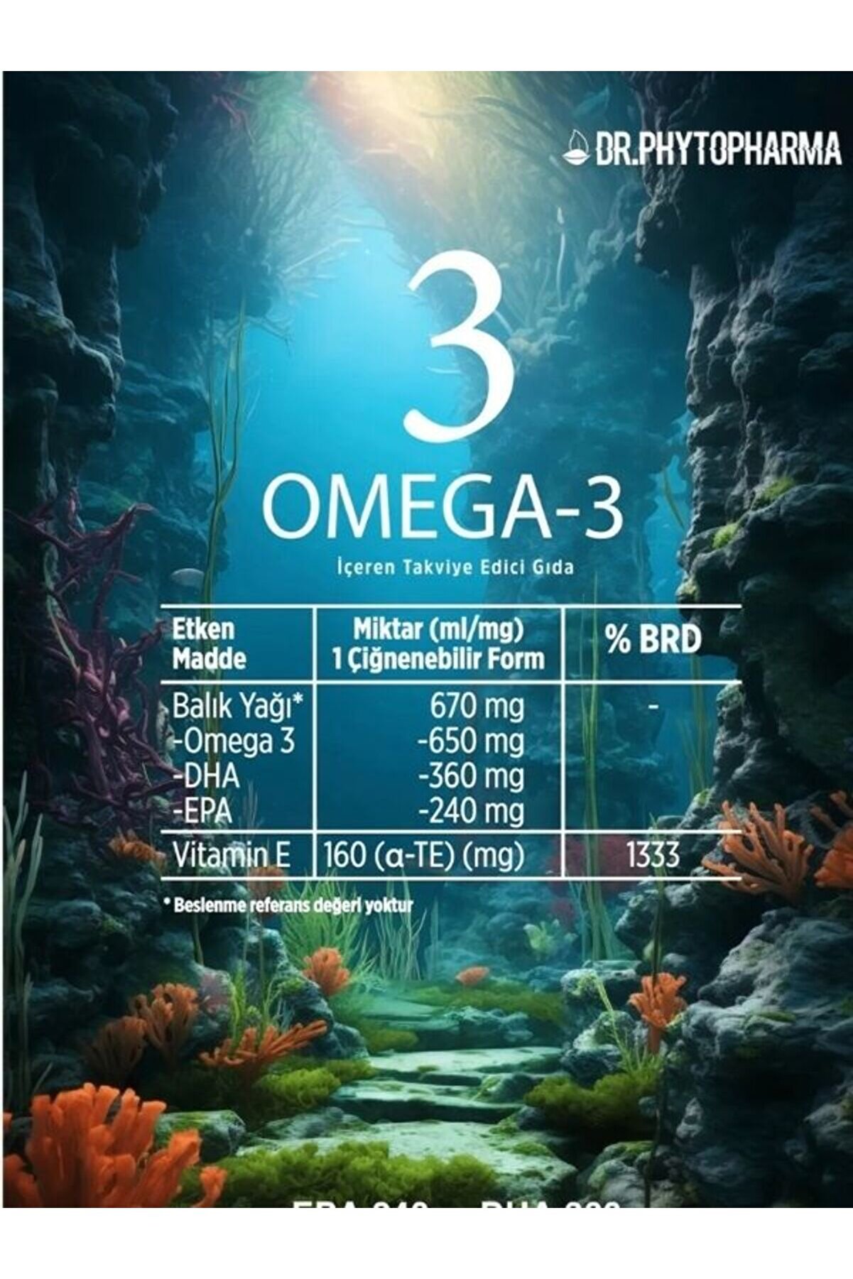 Dr Phytopharma Omega-3 Epa Dha Ve Vi̇tami̇n E İçeren 60Lı Softgel Kapsül
