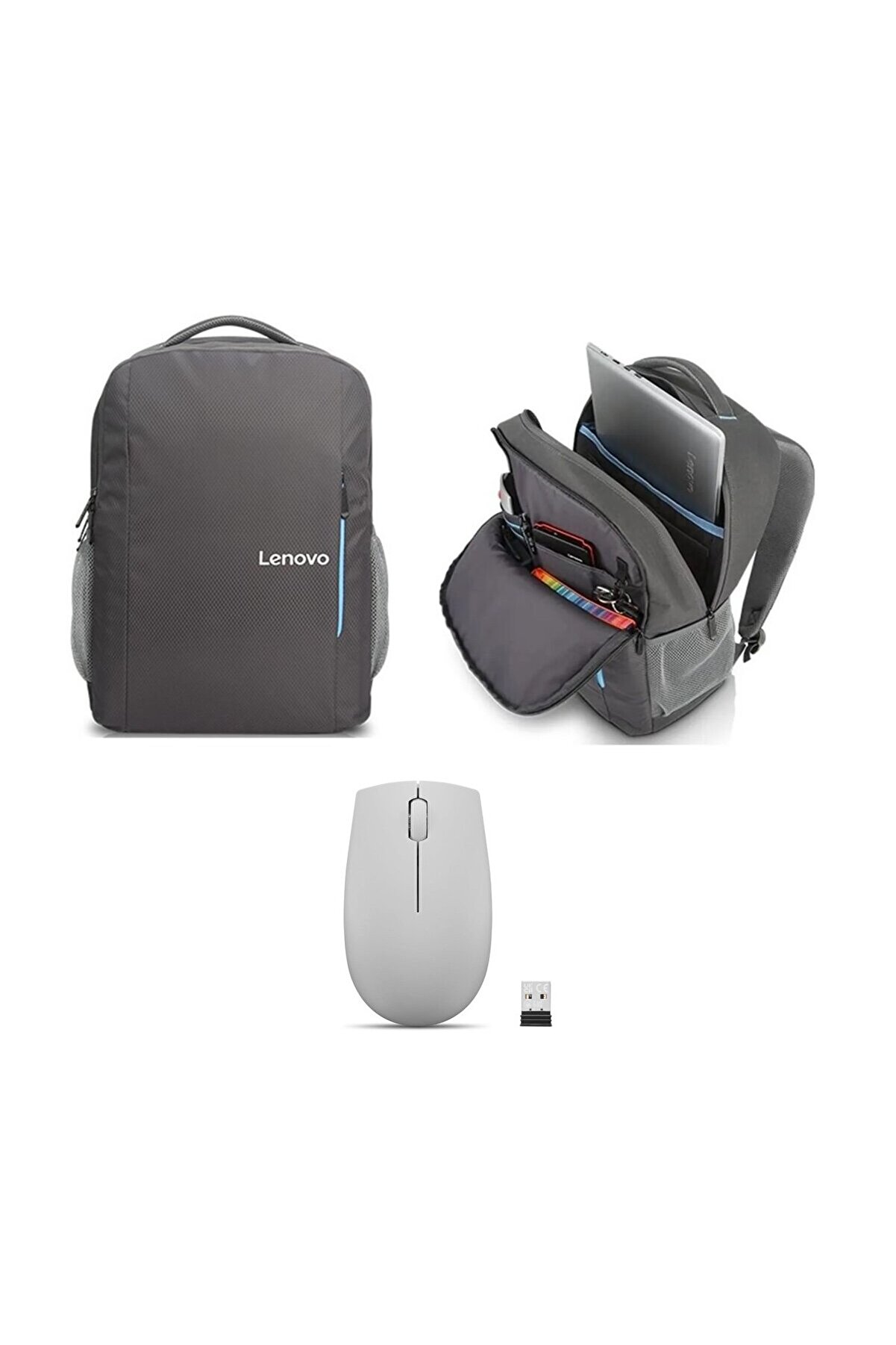 Lenovo B515 Gri̇ Çanta, 300 Wi̇reless Gri̇ Mouse Pro Set