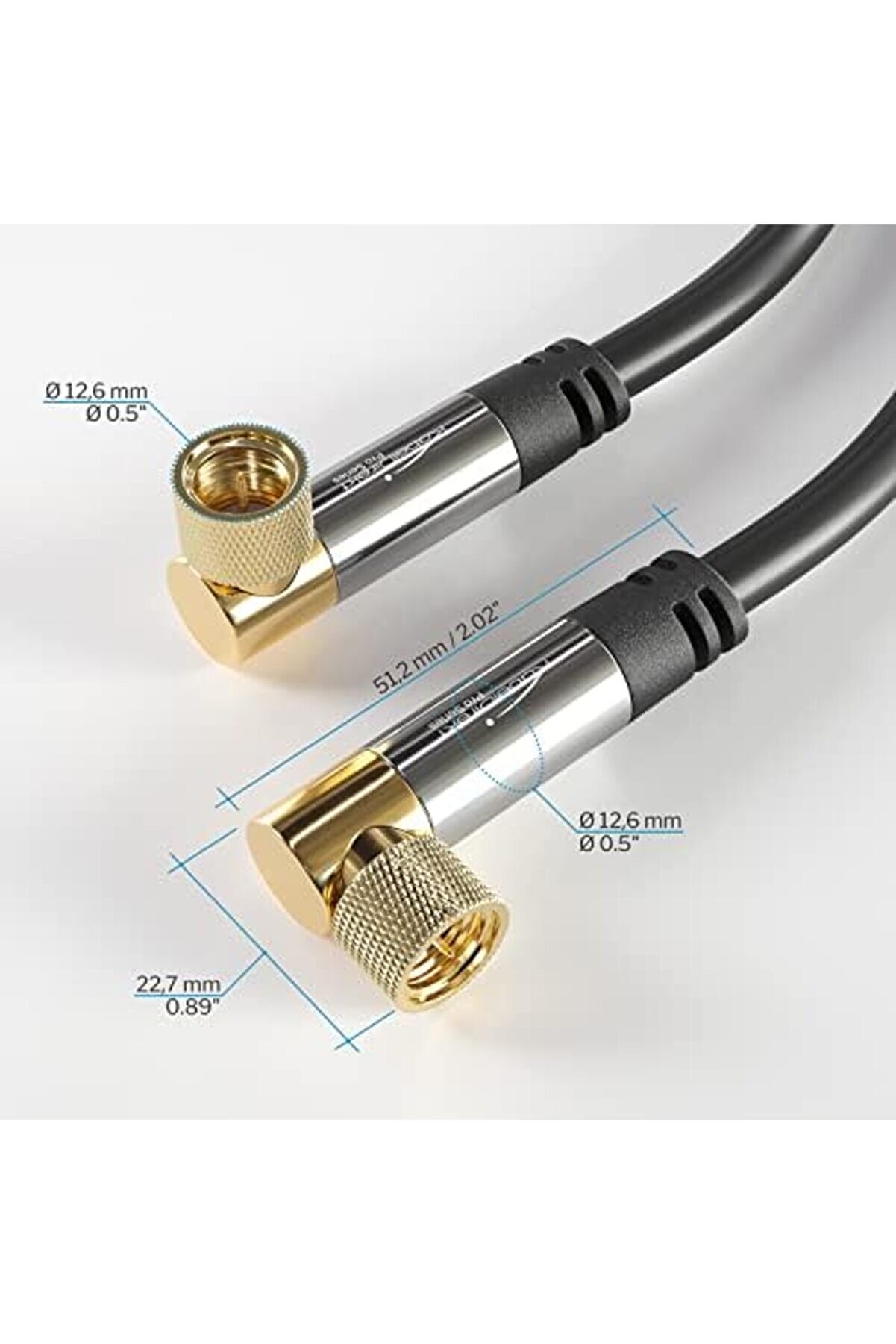 – Sat/Anten Kabluso, Koaksi̇yel Kablolar – 90° Açılı – 2M – 4K Tv Uydu Kablosu, F Konnekt