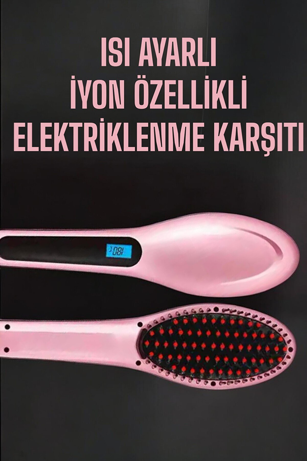 makay Fön Tarağı Saç Düzleştirici Sıkı Dişli Isı Ayarlı Elektriklenme Karşıtı