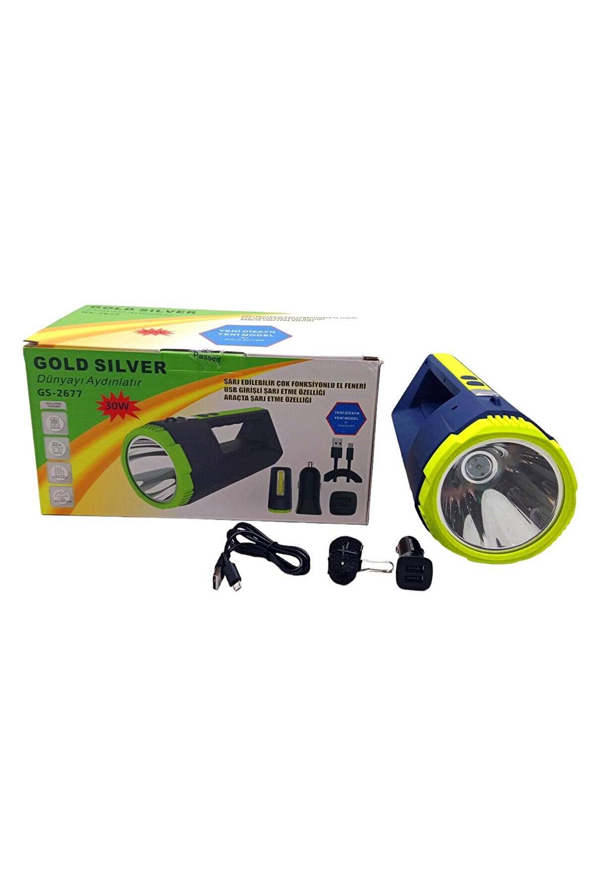 Go İthalat 2İn1 30W - 10W Cob Led Usb - Oto Şarjlı El Feneri̇ Projekt&ouml;r (4457)