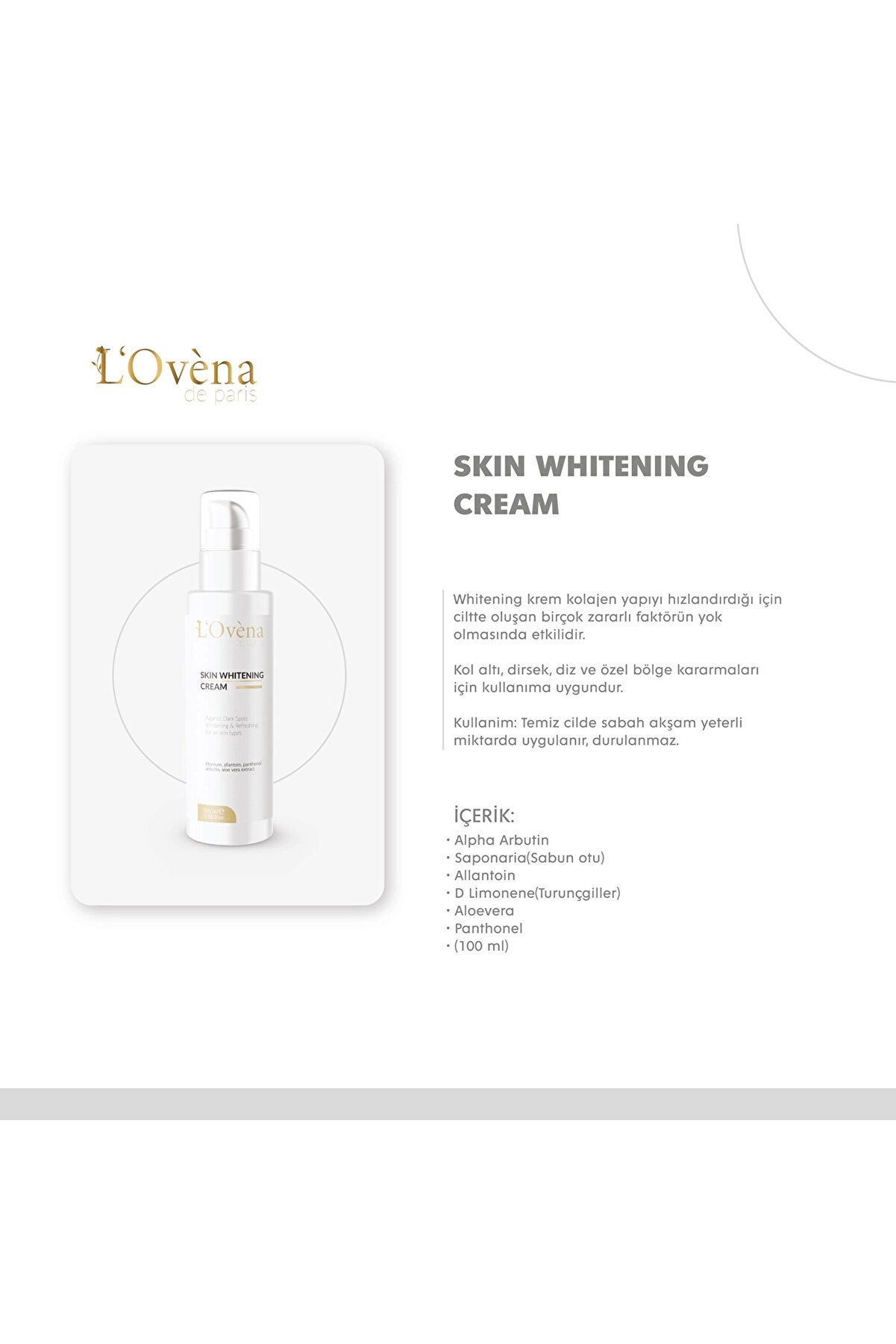 L Ovena De Pari̇s Lovena De Pari̇s - Skın Whıtenıng Cream -100 Ml