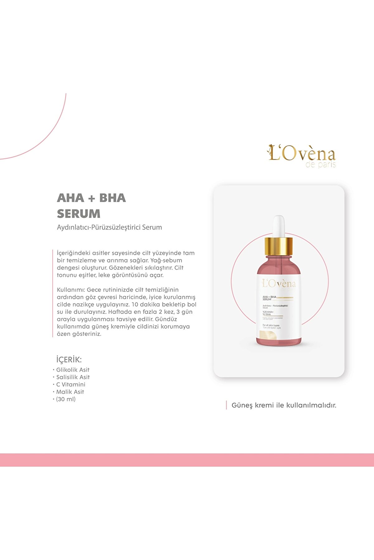 L Ovena De Pari̇s - Aha - Bha Serum - 30 Ml